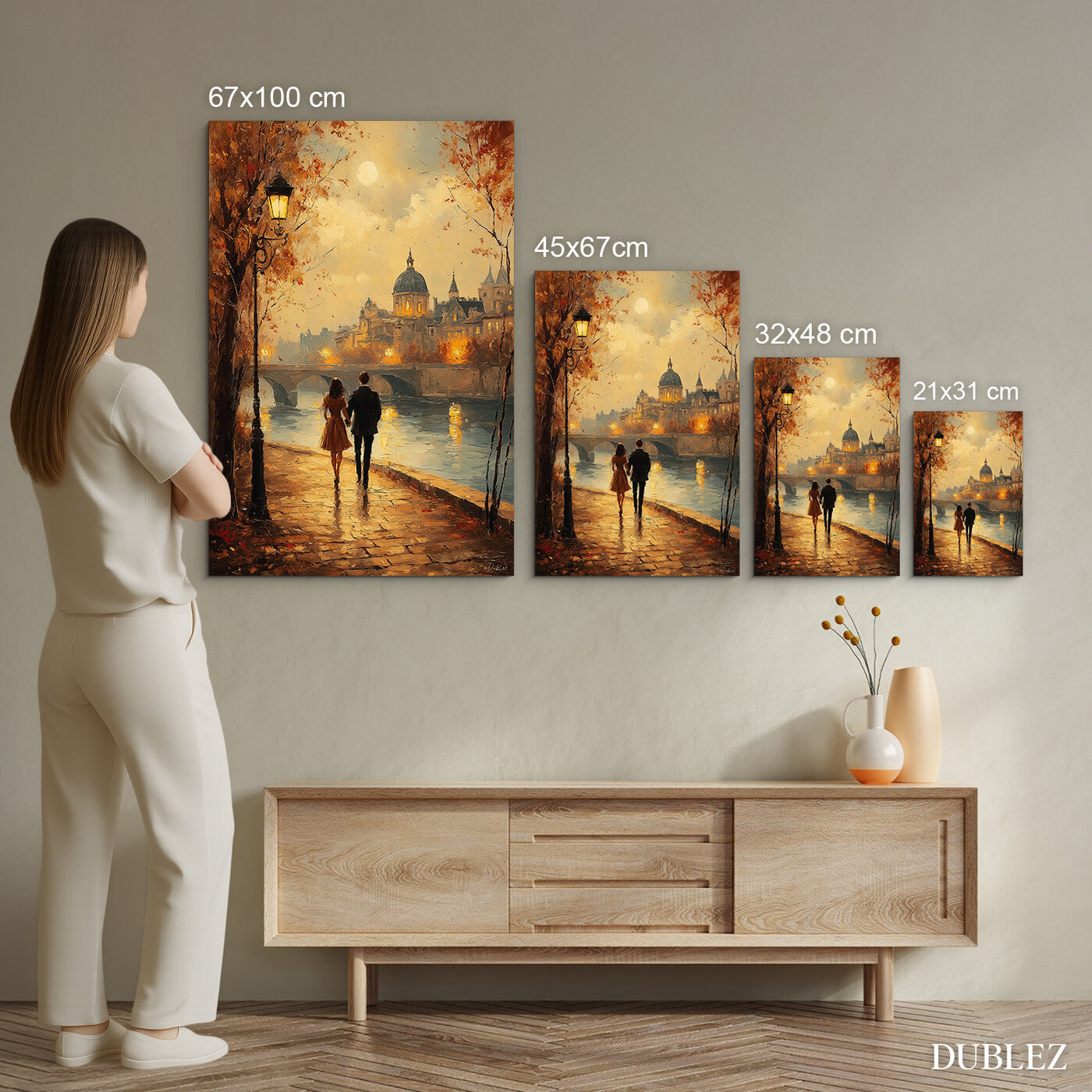 Maľovaný obraz do spálne - Láska v meste