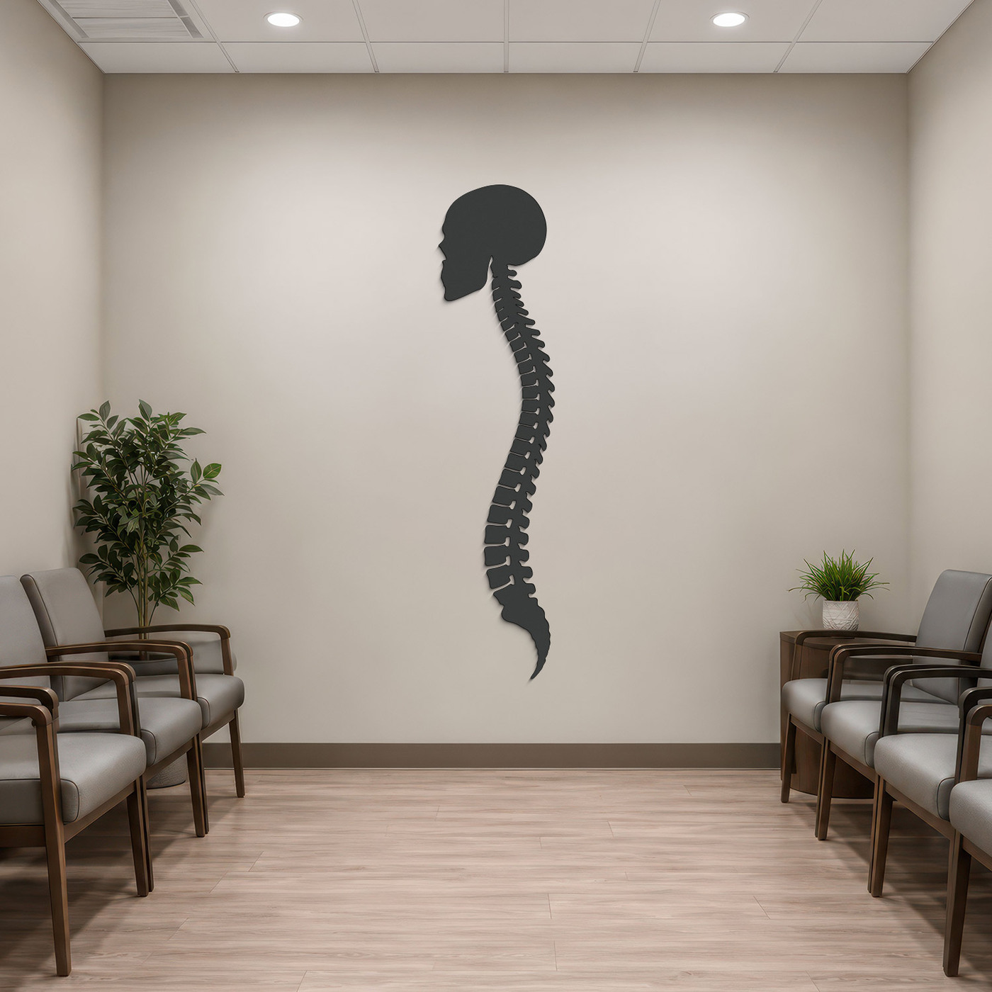 Tablou sculptată din lemn - Coloană vertebrală | Gri antracit