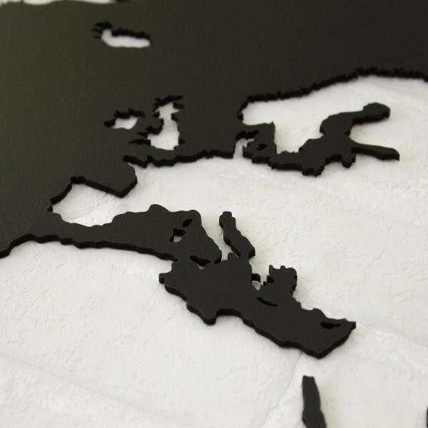 2in1 Wooden World Maps - Picture and 3D Map | Black