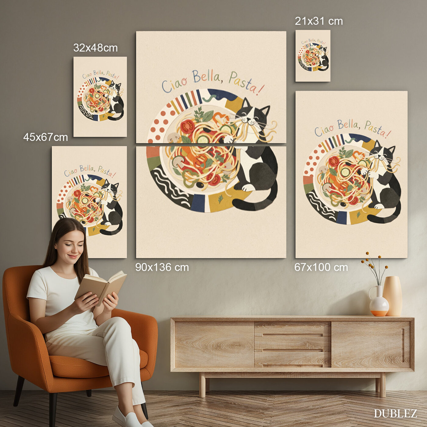 Retro obraz do kuchyne - Ciao Bella, Pasta! | 90x136 cm