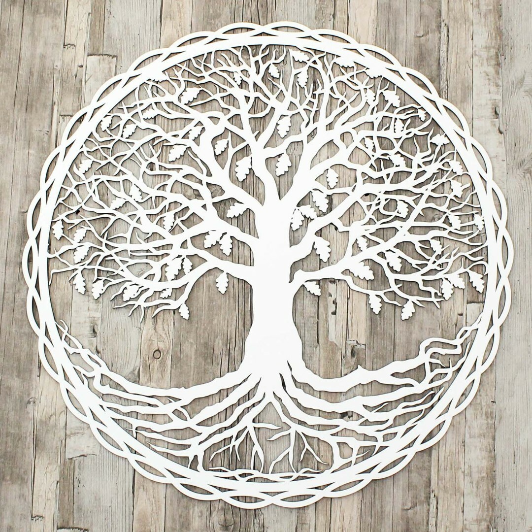 Wooden Tree of Life on the Wall - Oak | White