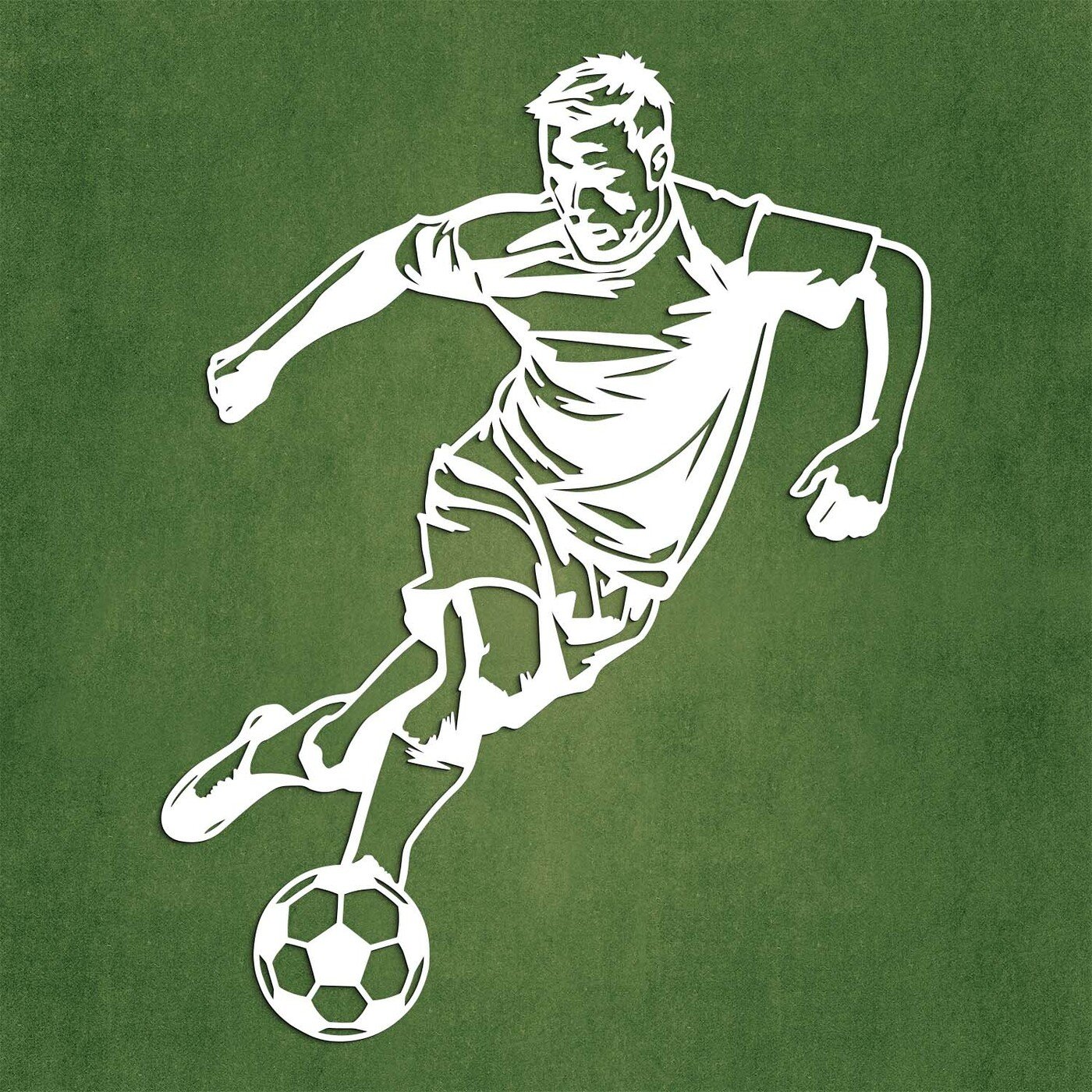 Wooden Wall Sticker - Footballer | White