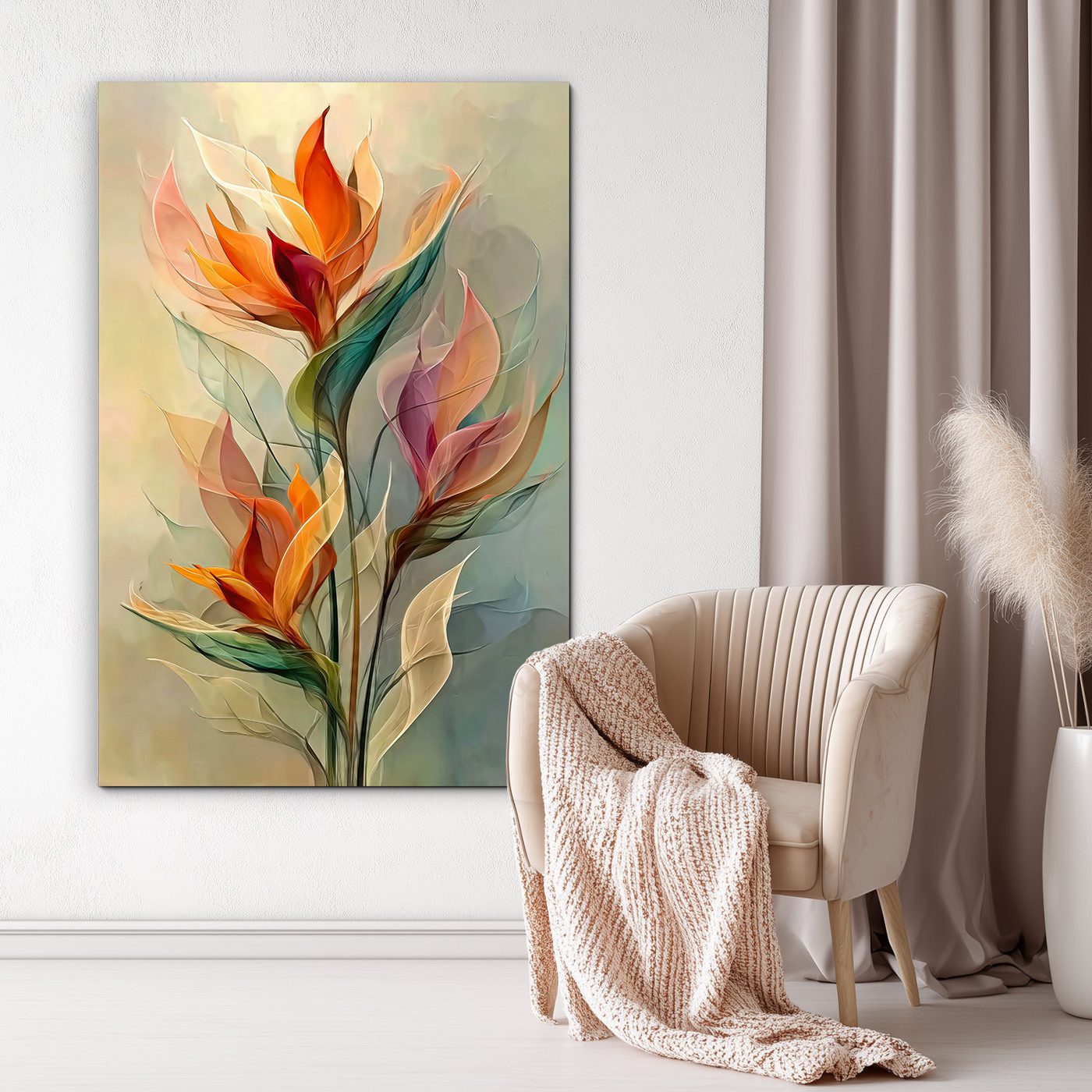 Dřevěný obraz - Abstraktní květy