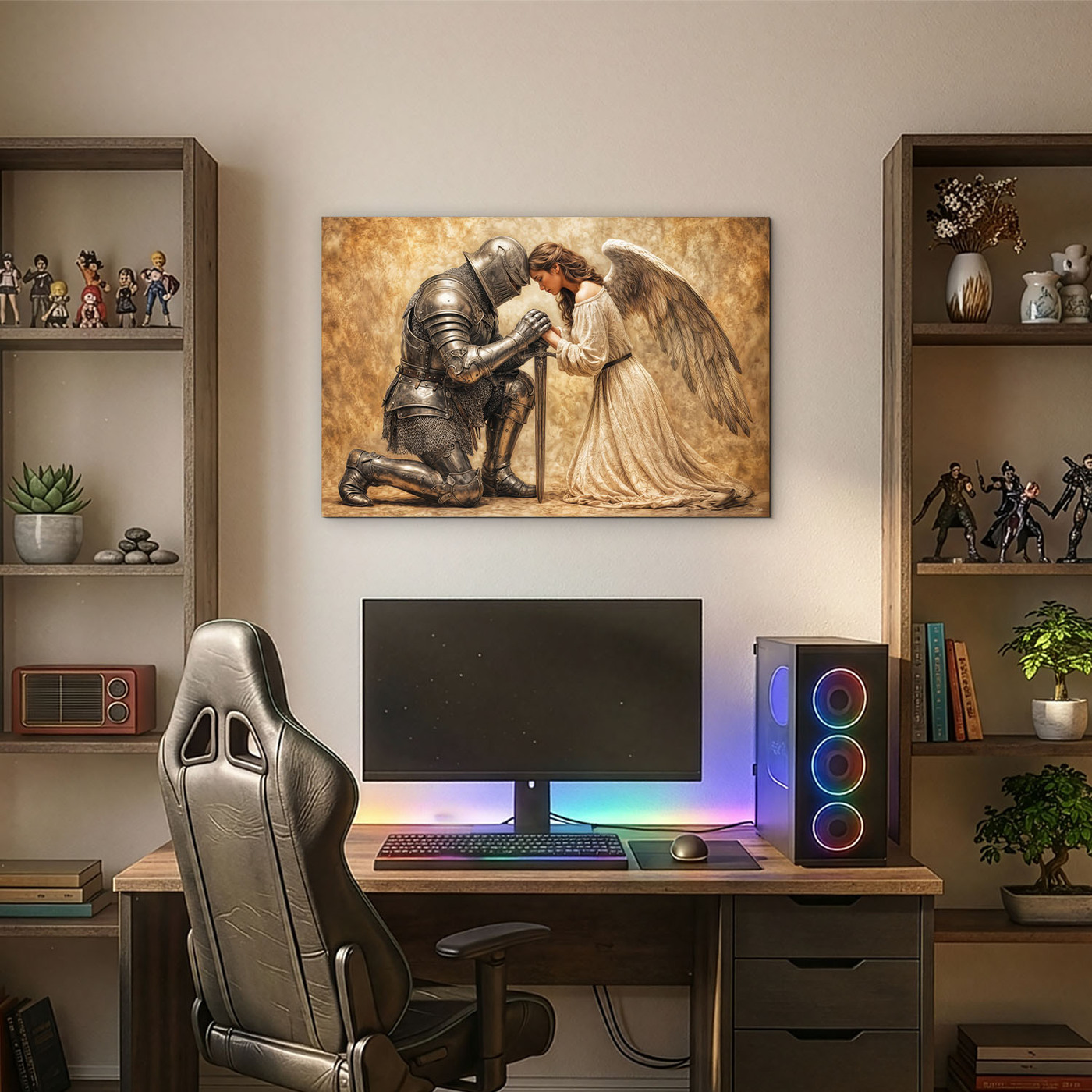 Tablou din lemn - Cavaler și înger