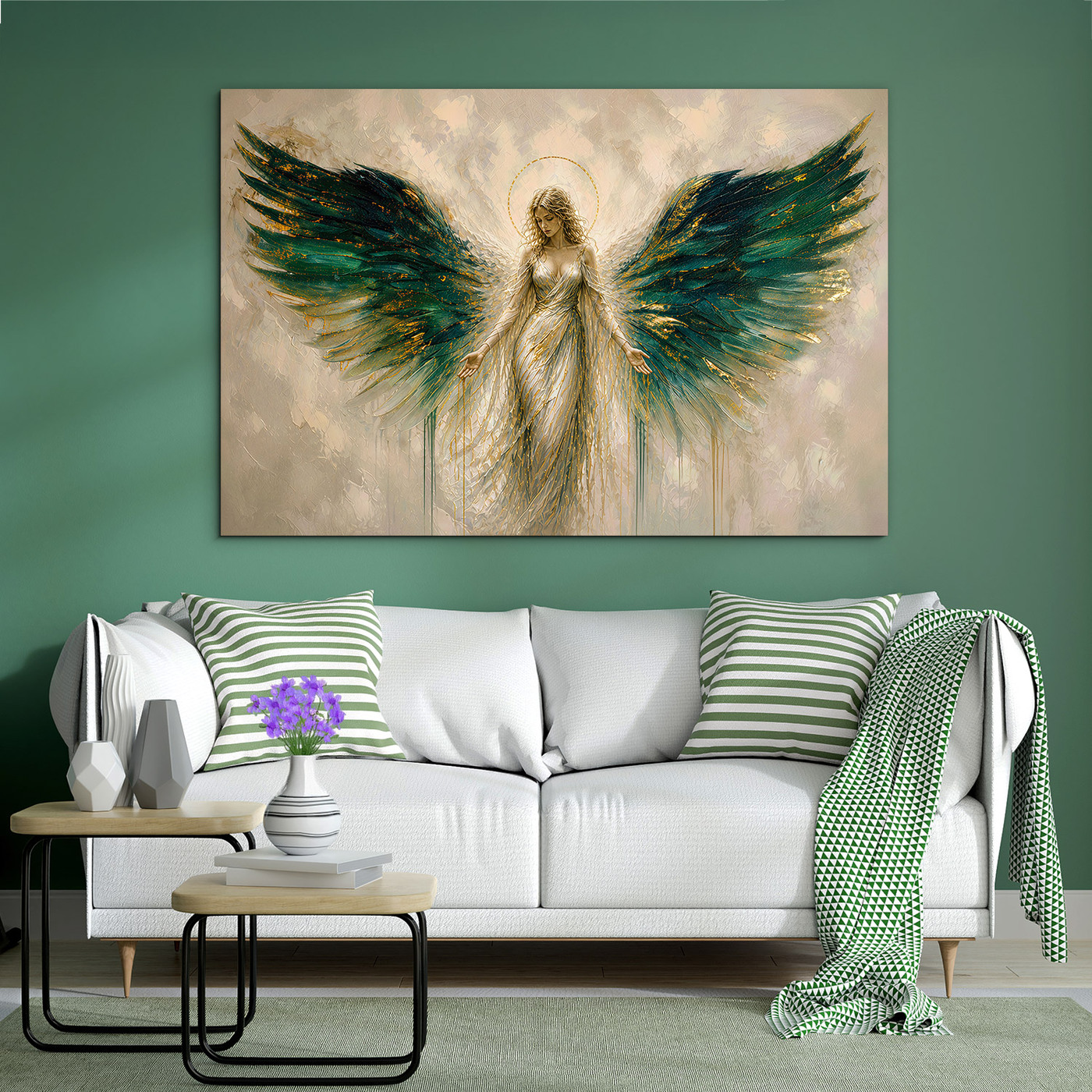 Modern painting of an angel - Emerald Wings