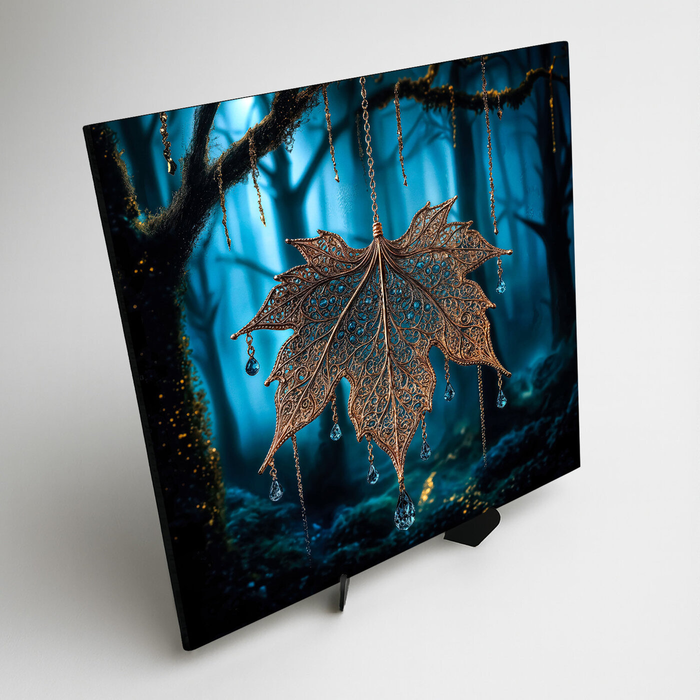 Drevený obraz - Zlatý mystický list