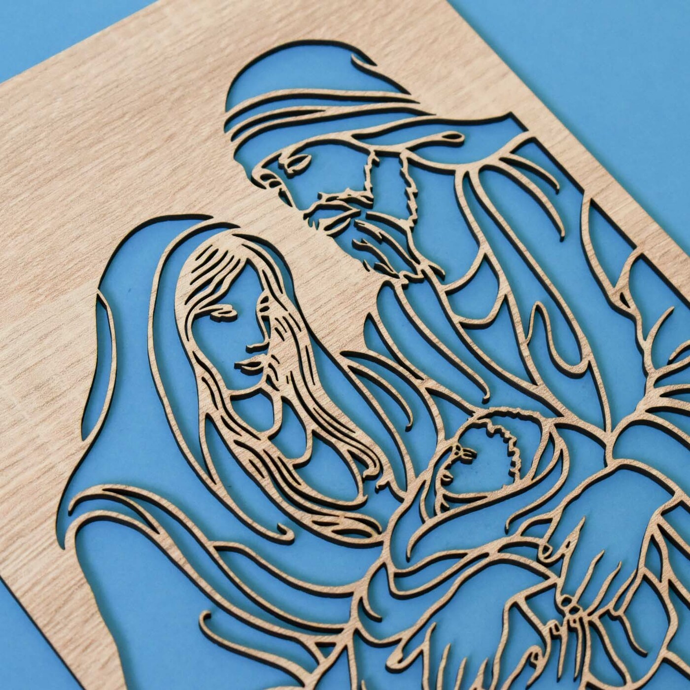 Tablou din lemn - Sfânta Familie | Stejar Sonoma