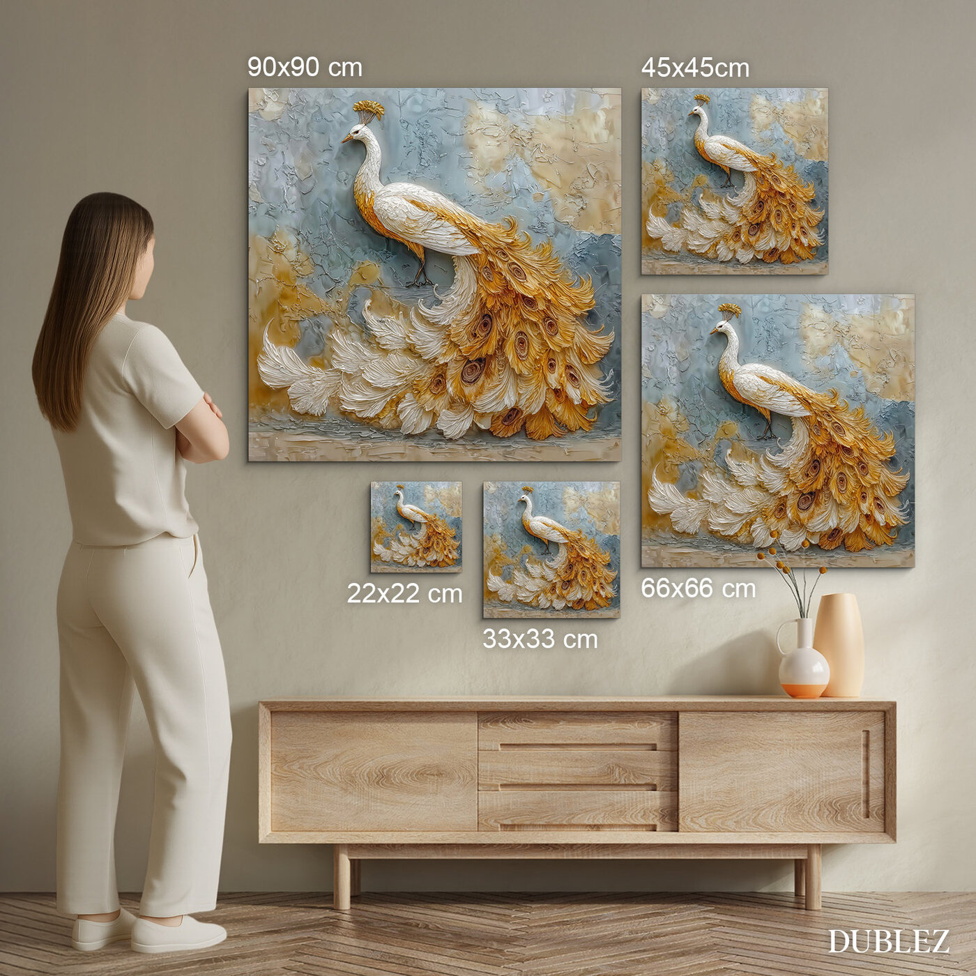 Tablou de lux al unei păuni.