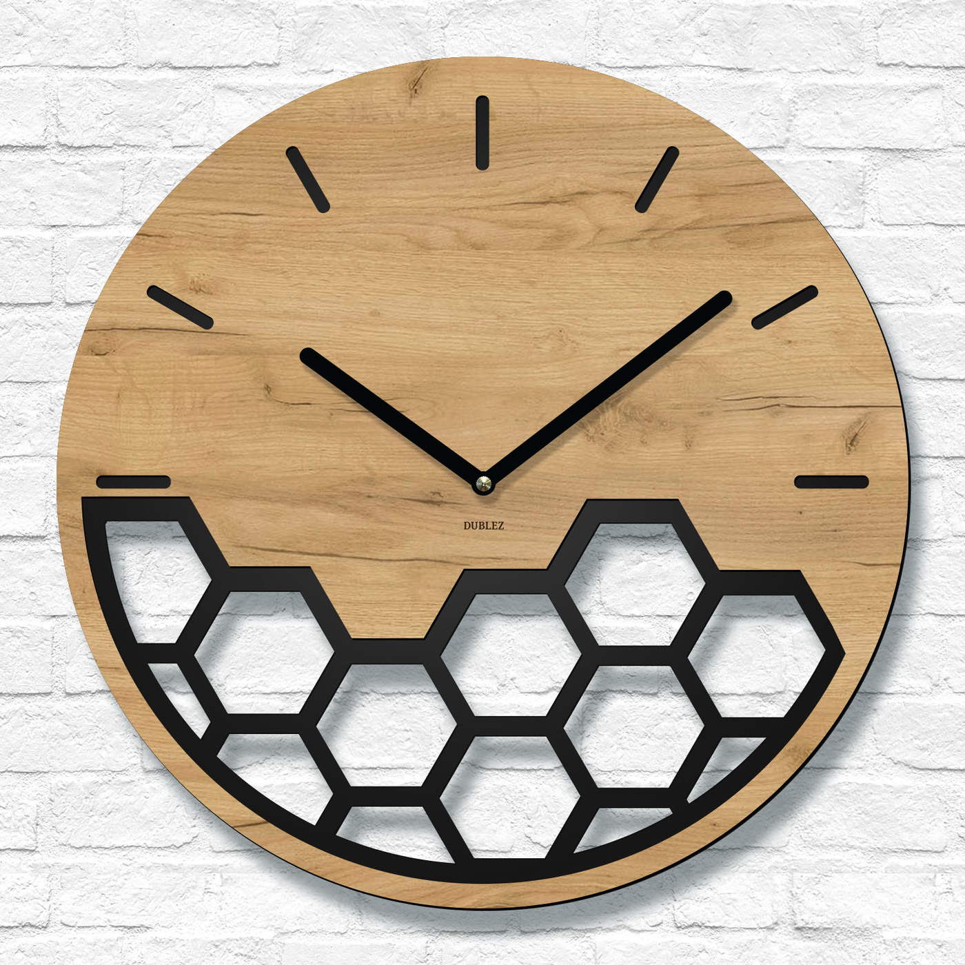  Drevené nástenné hodiny - Geometria plástov | Dub zlatý