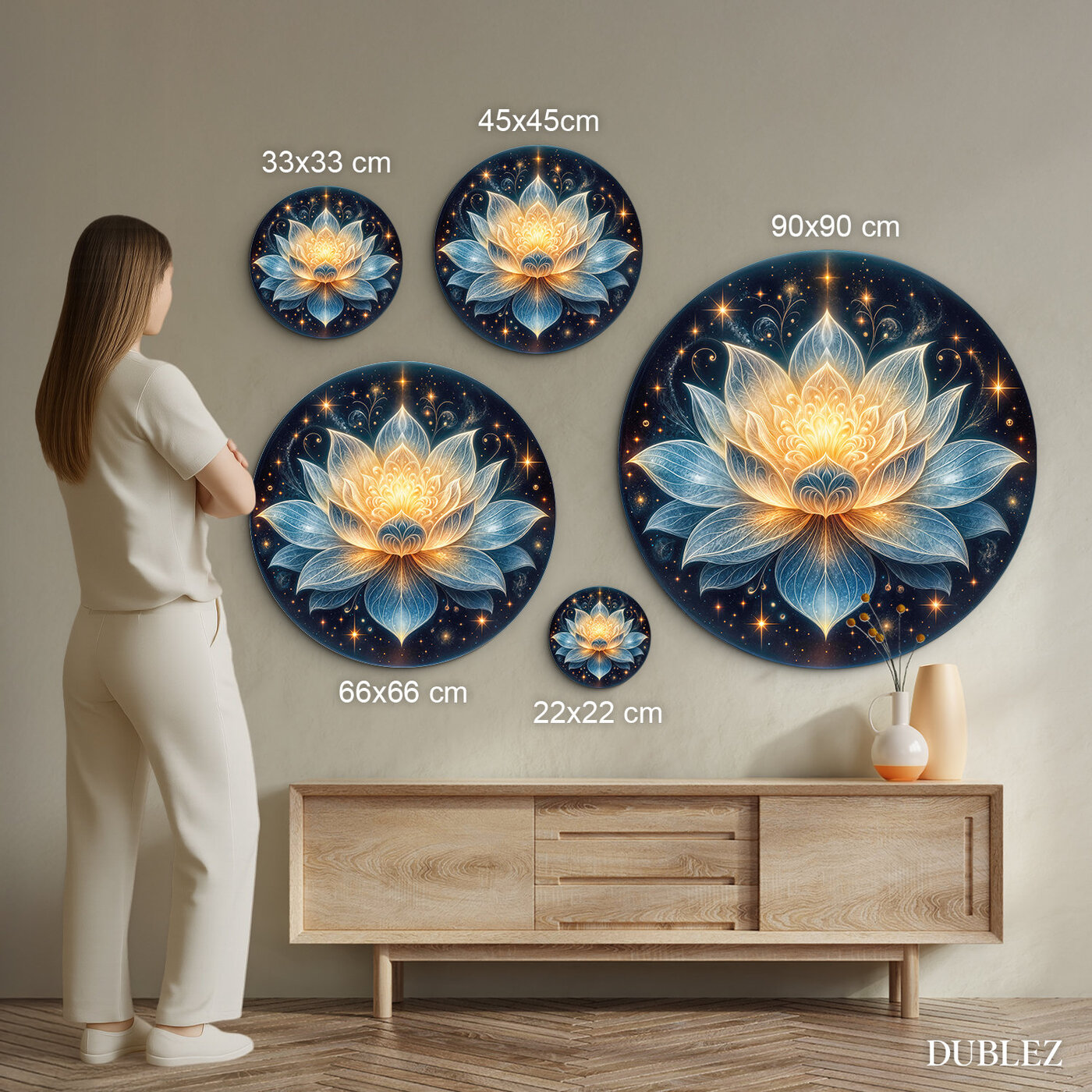 Tablou rotund din lemn - Lotus