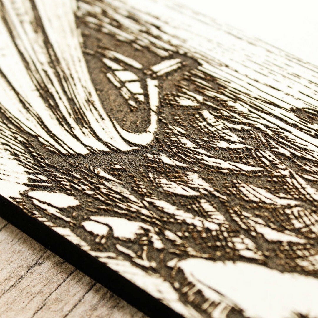 3D Wooden Engraved Wall Art - Beach with Palms | White