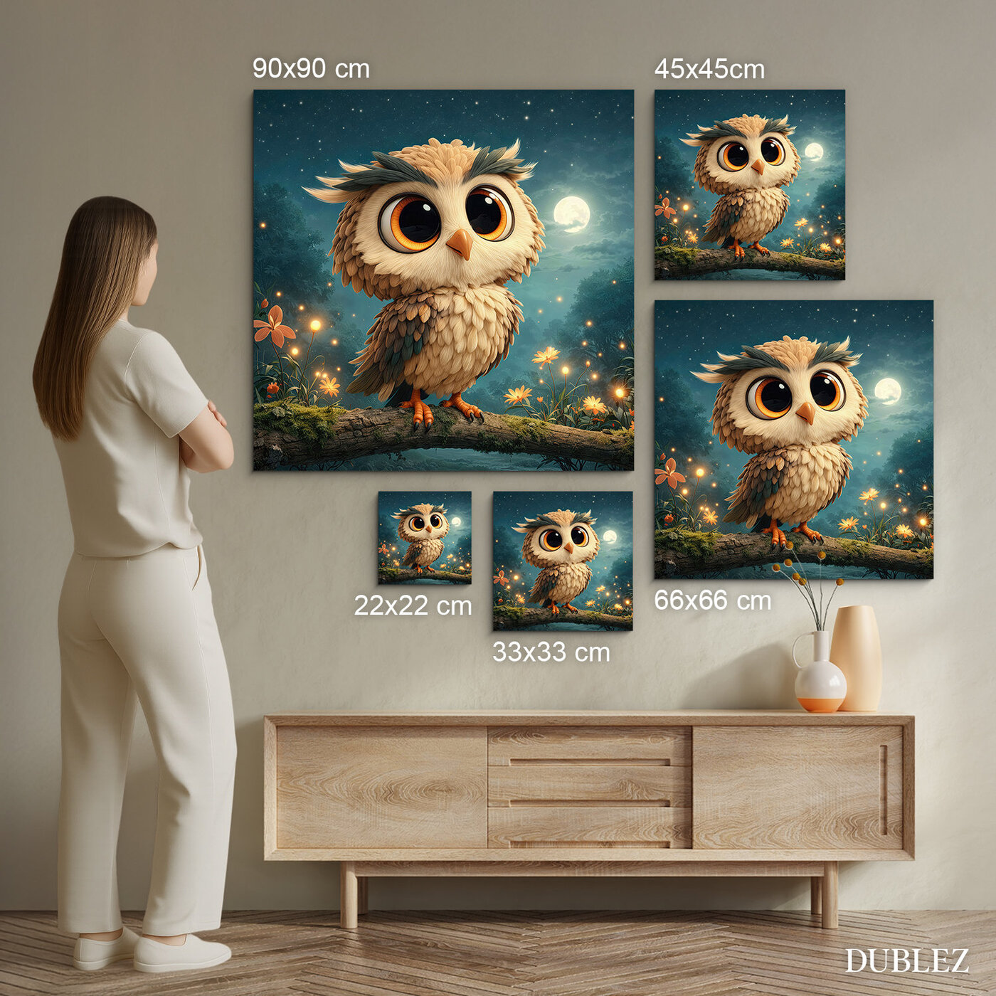 Detský obraz z dreva - Nočná sovička