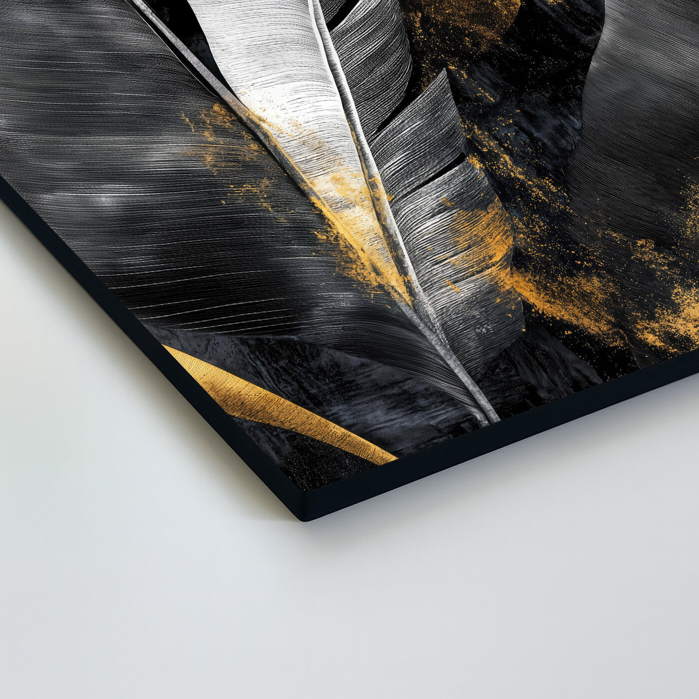 Modern picture - Golden tropical leaves