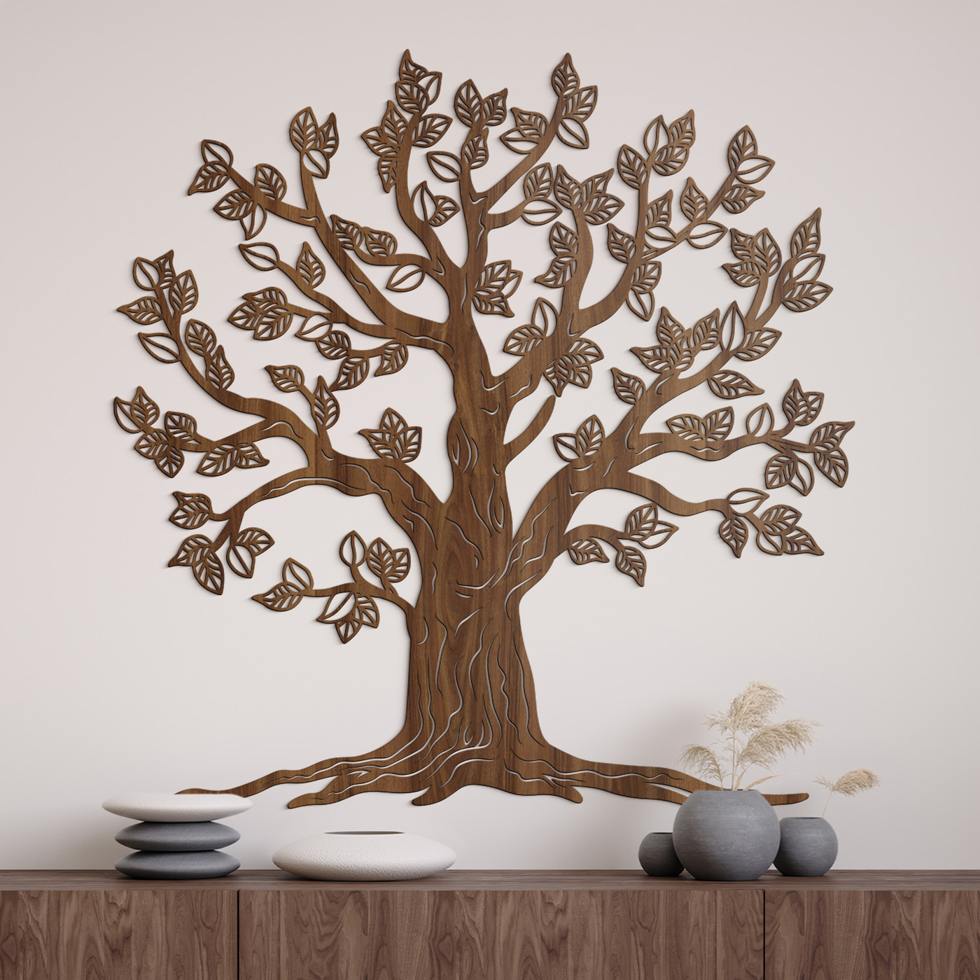 Wooden Tree of Life on the Wall - Malkuth | Walnut