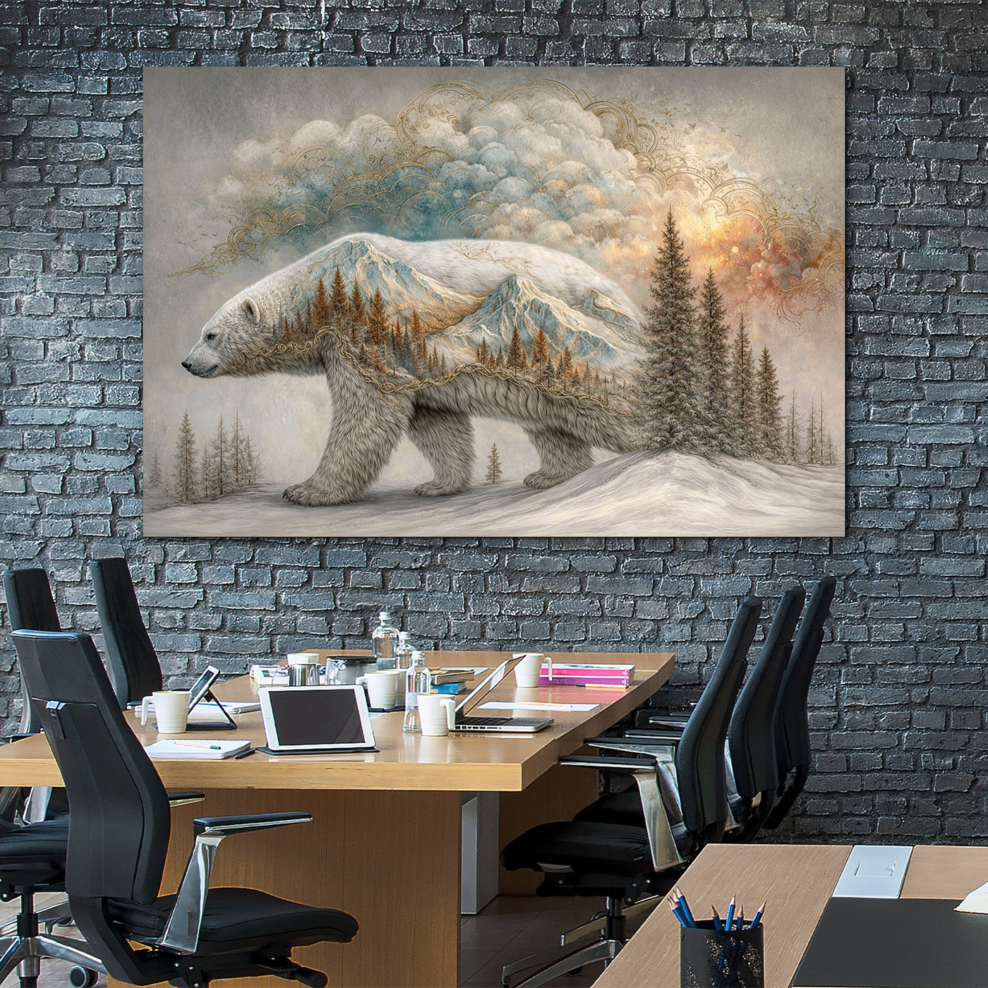 Drevený obraz - Ľadový medveď severu