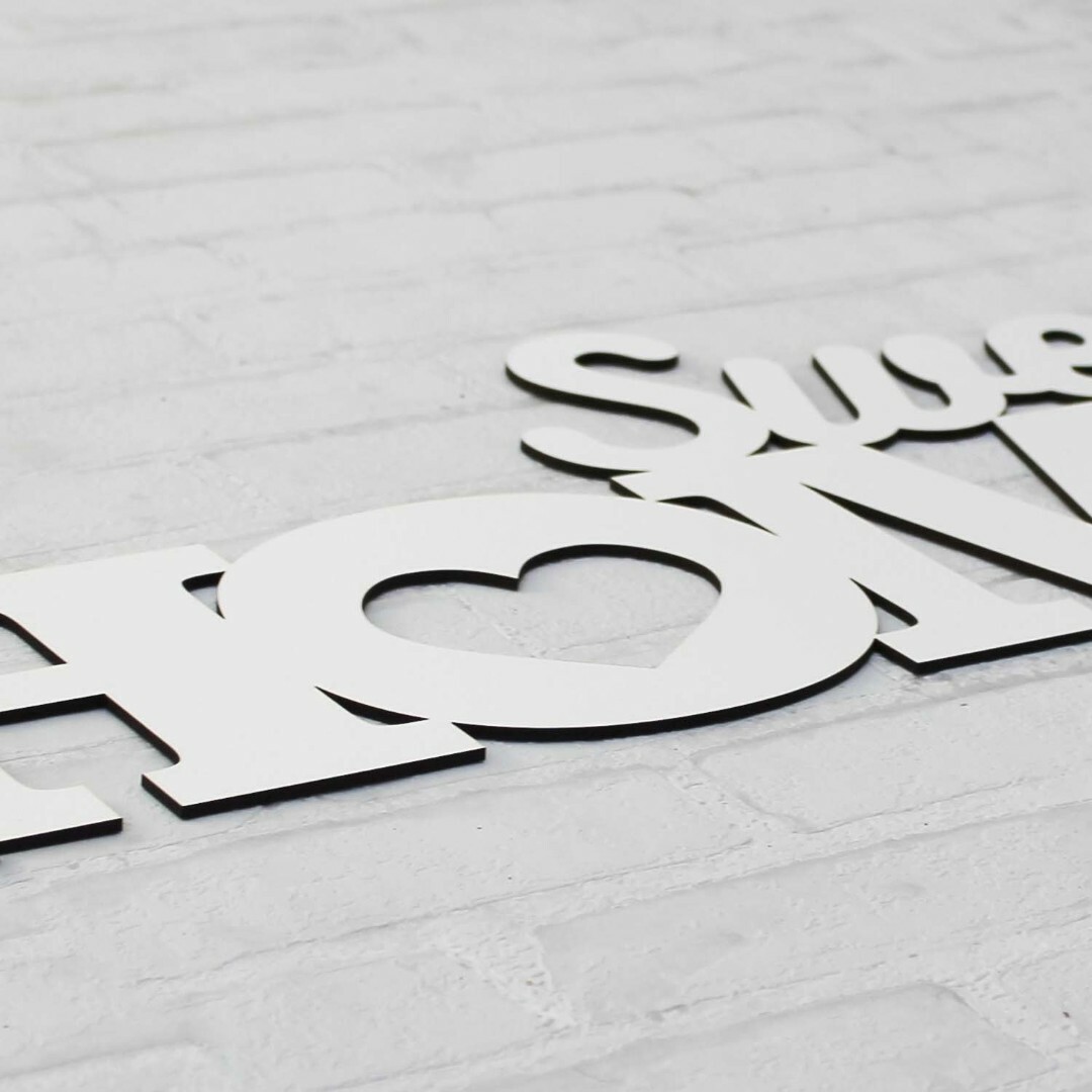 Wooden Wall Decoration - Sweet Home | White