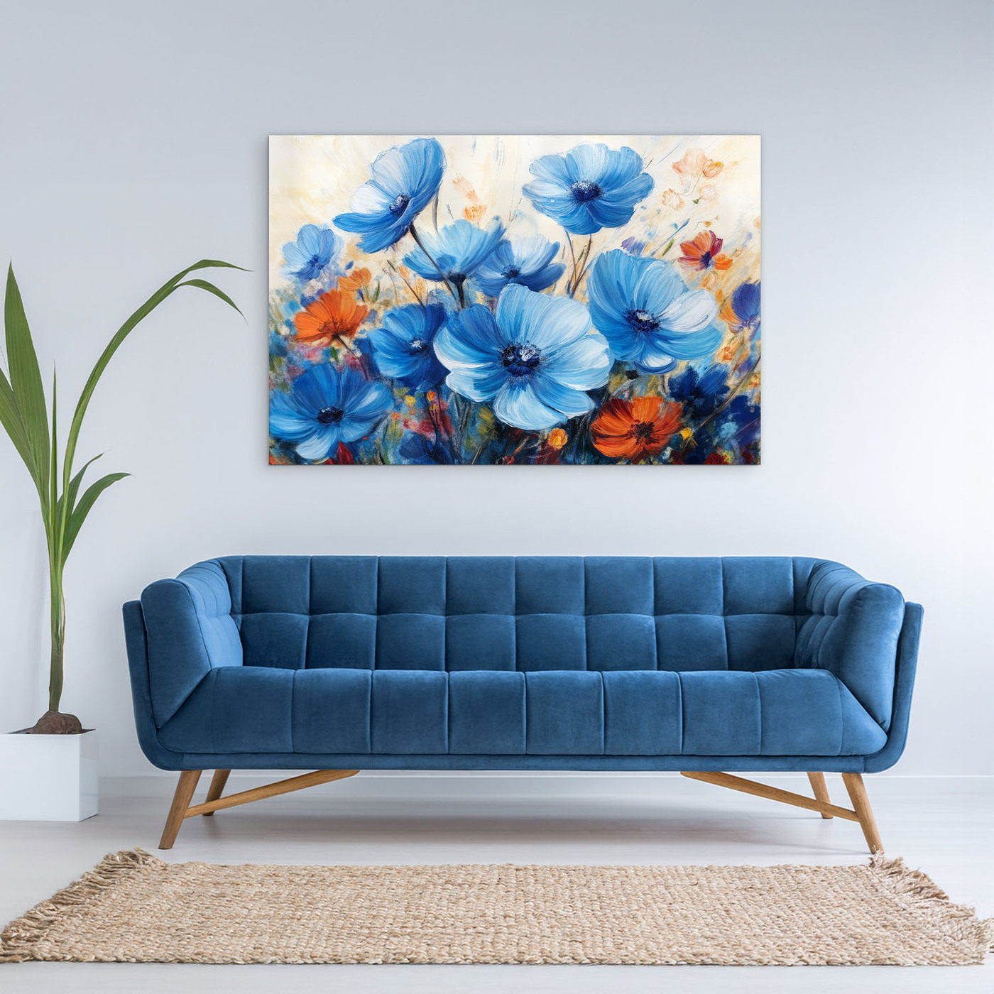 Wooden Wall Art - Blue Wildflowers