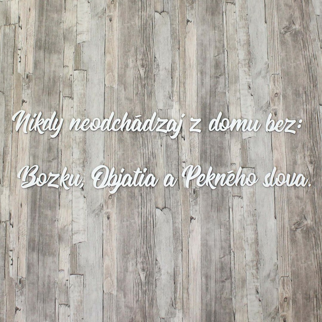 Drevený citát o domove - nálepka na stenu | Biela