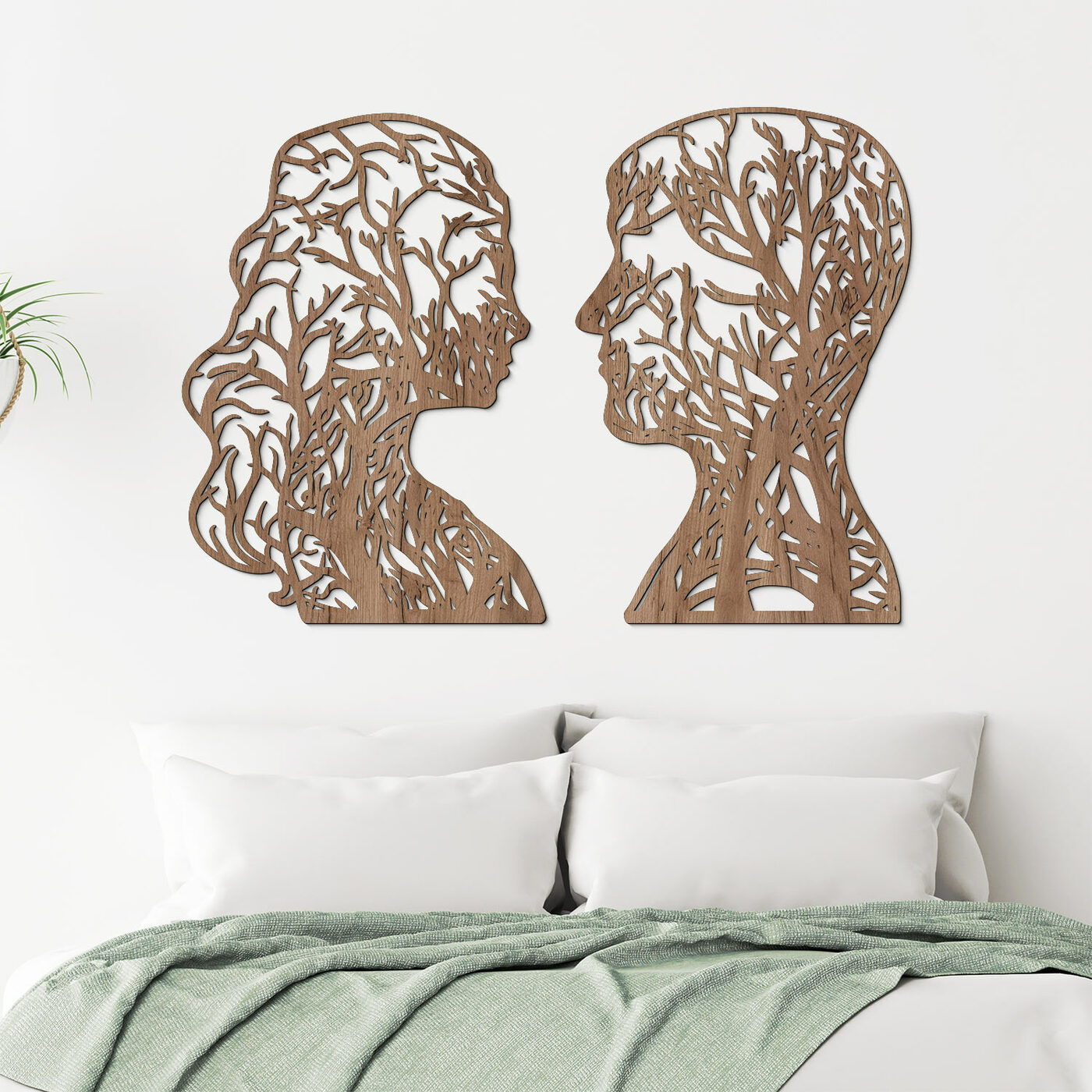 Wooden Wall Sticker - View of Love | Tobacco Oak