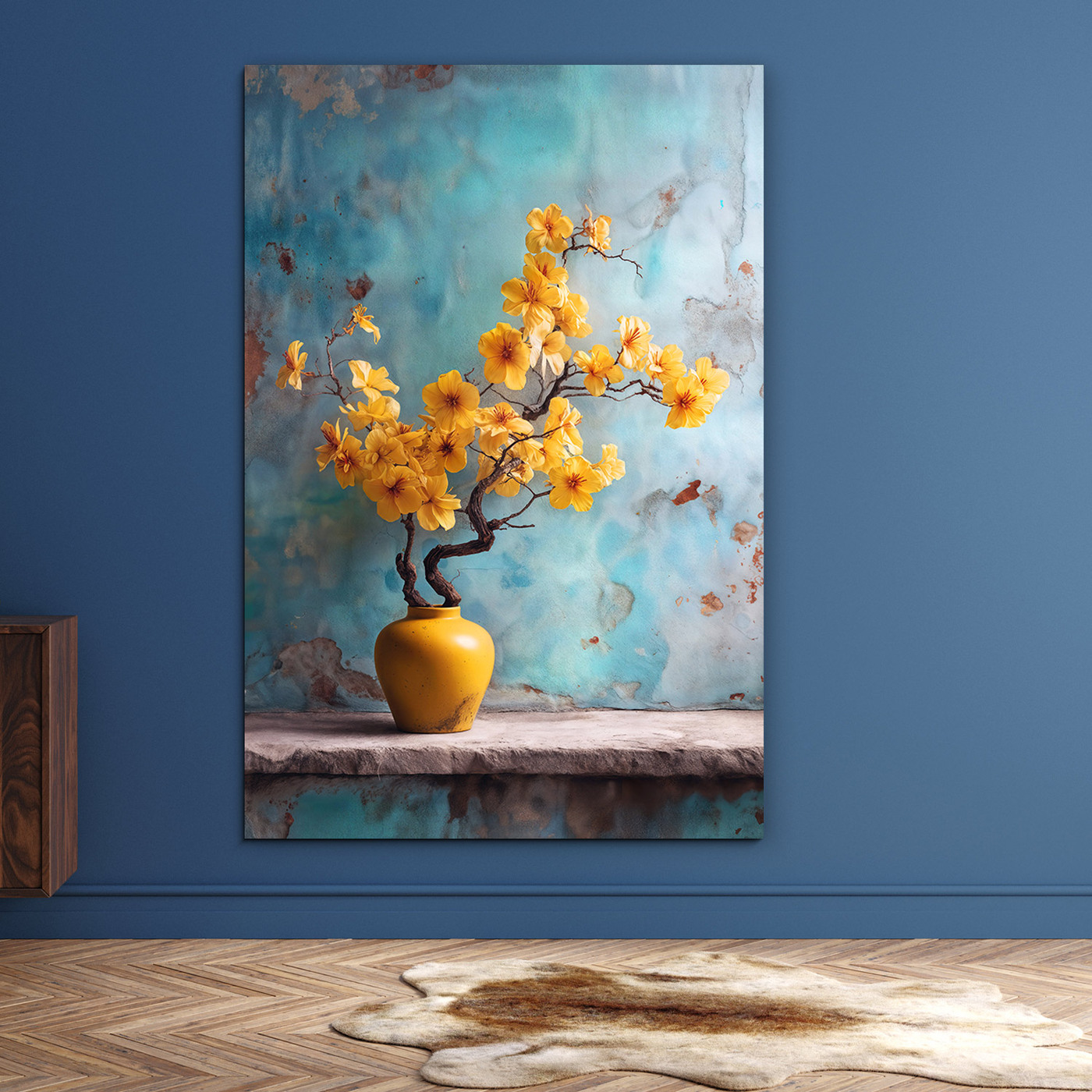 Designový obraz - Žluté květy ve váze