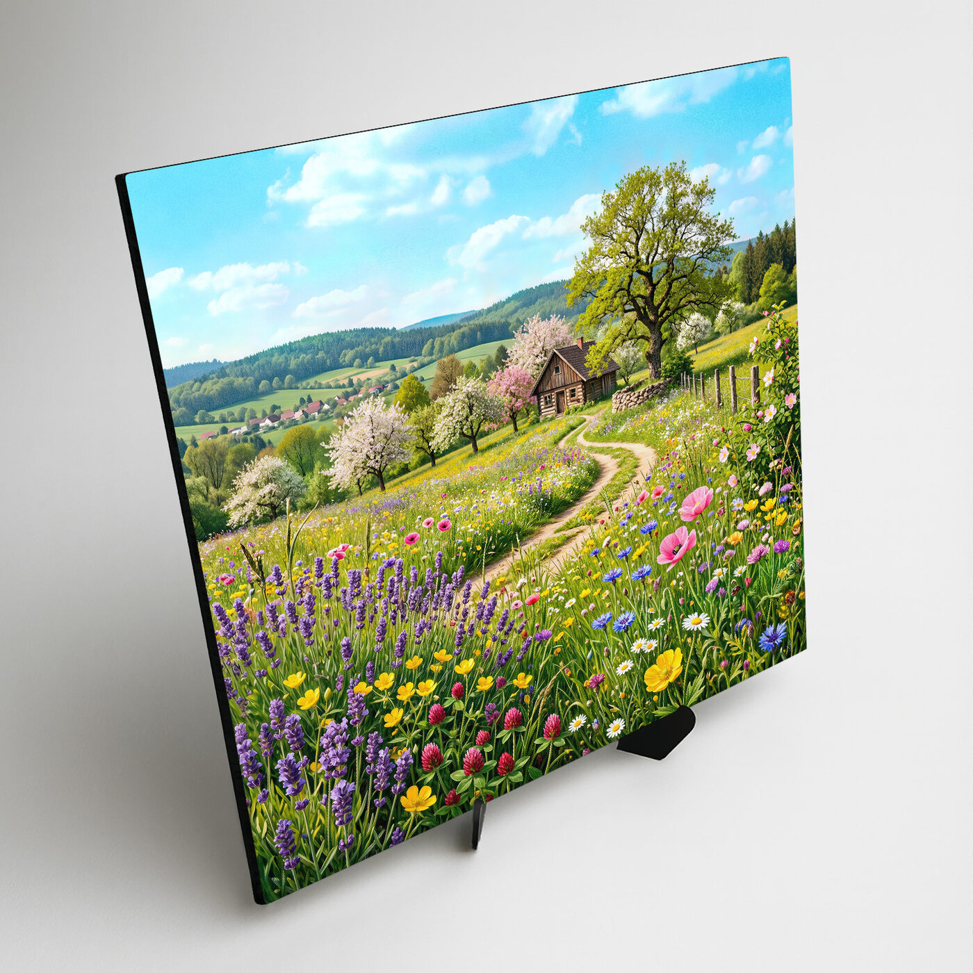 Drevený obraz krajinky - V objatí kvitnúcej prírody