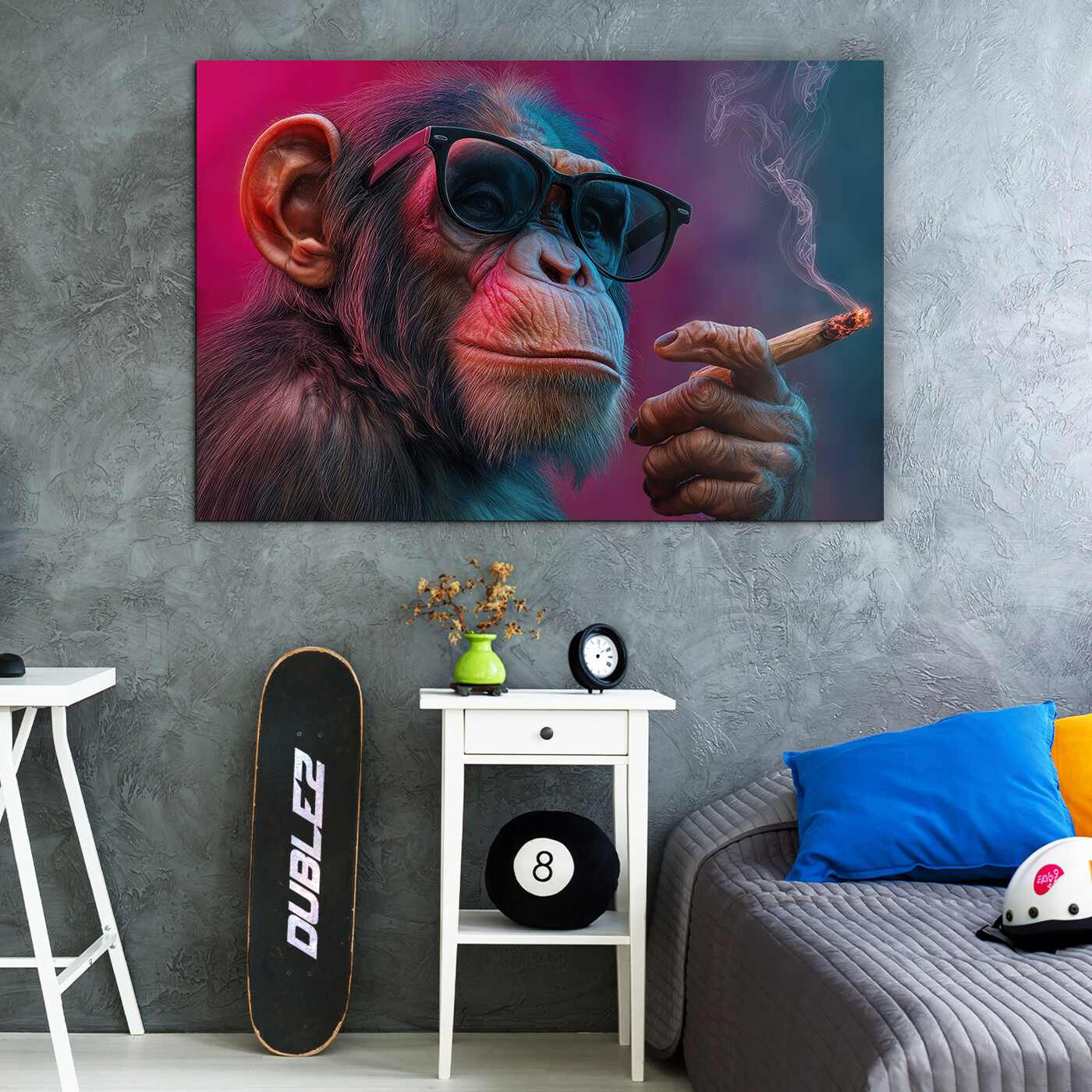 Pop-art painting - Chimpanzee with a cigar