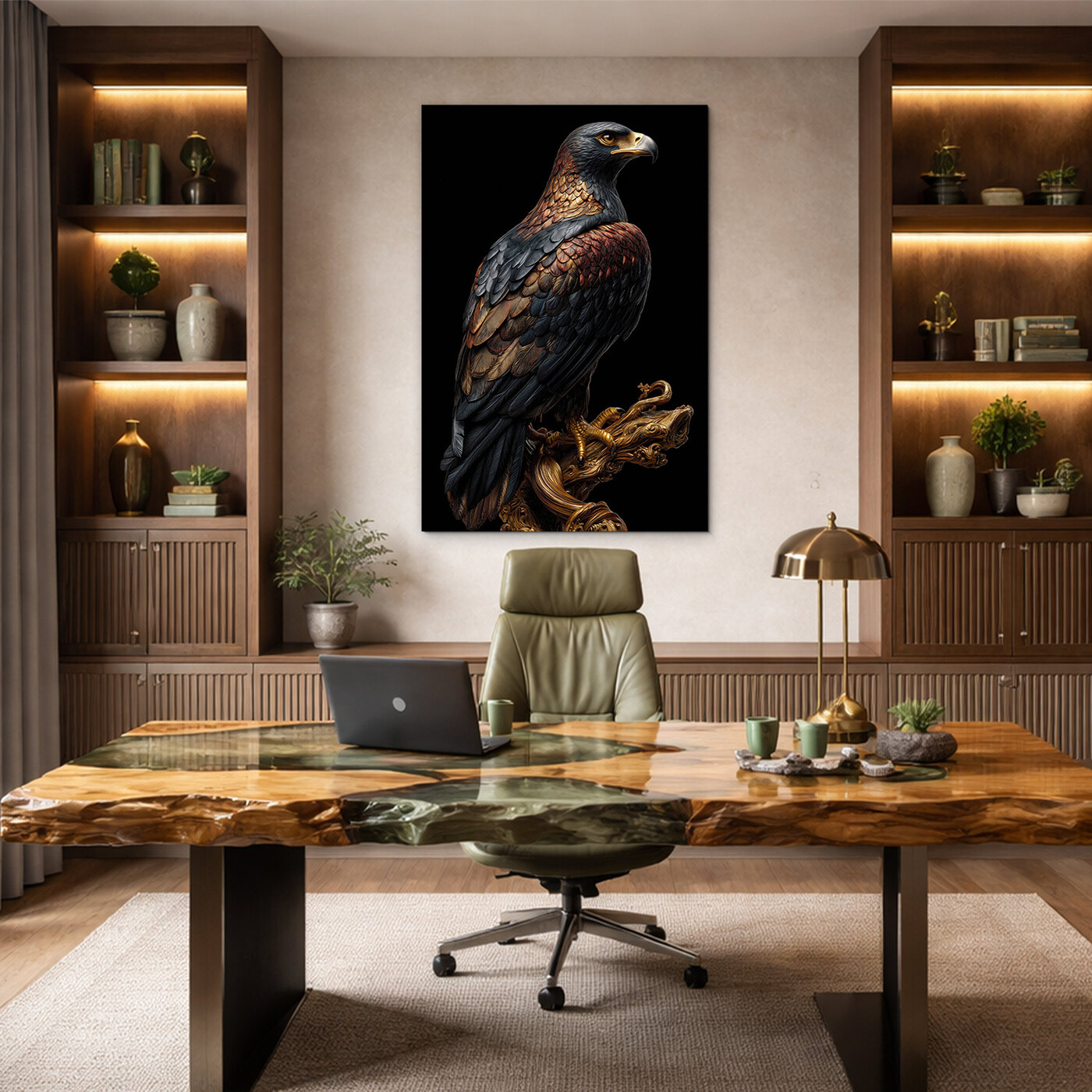 Luxusní obraz na dřevě - Bronzový orel