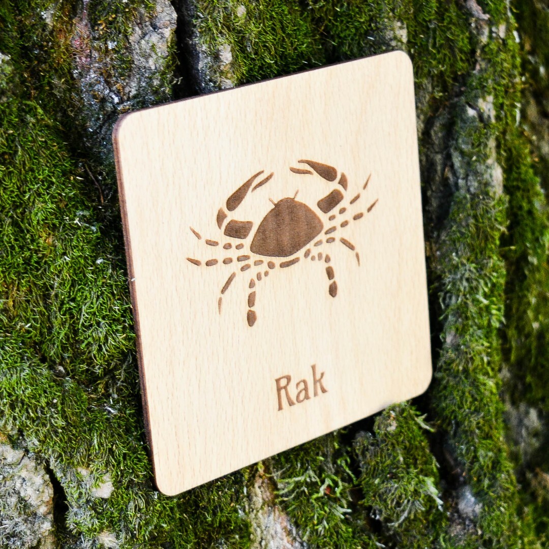 Drevená podložka pod pohár - Znamenie rak