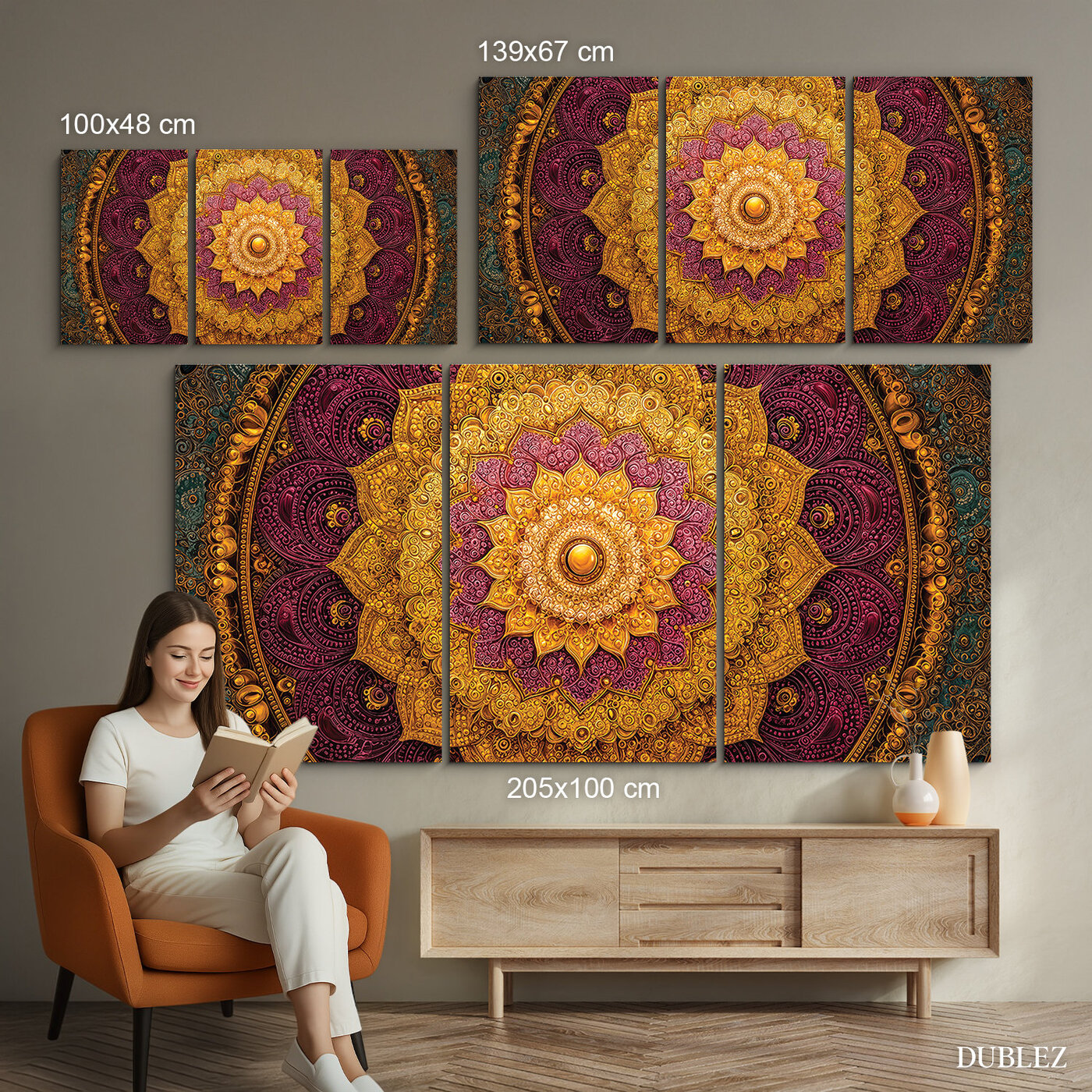 Barevná vícedílná mandala - Energie orientu