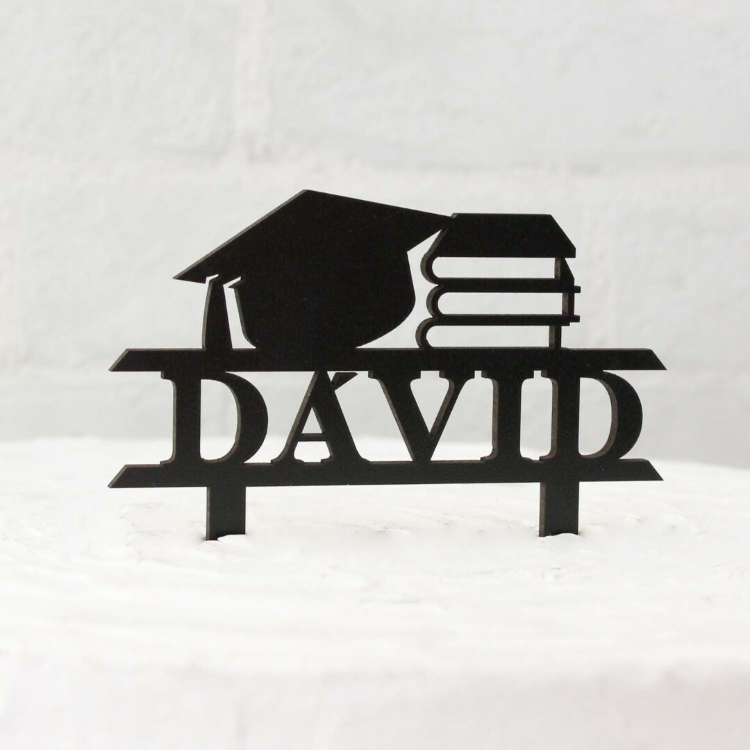 Zápich do torty k promóciám - s menom a titulom | Čierna