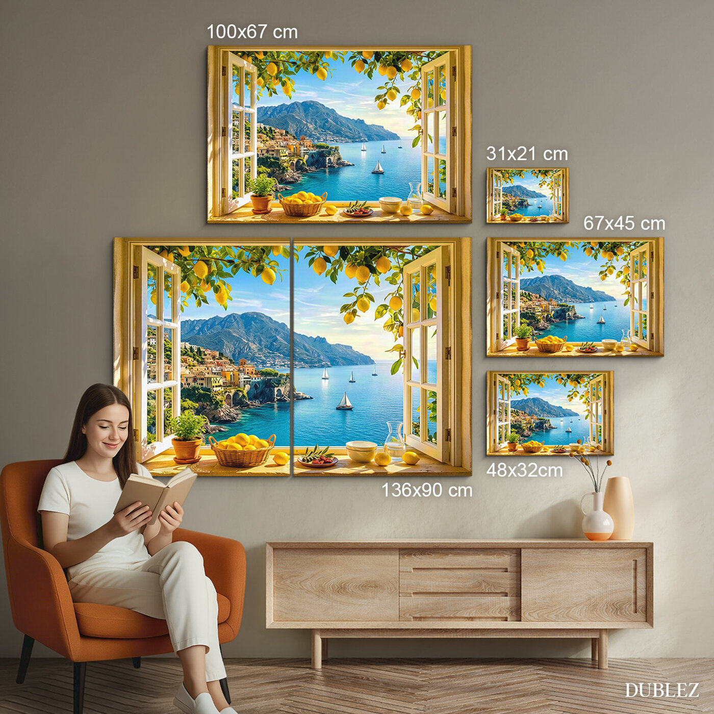 Obraz na dreve - Amalfi s výhľadom na more | 136x90 cm