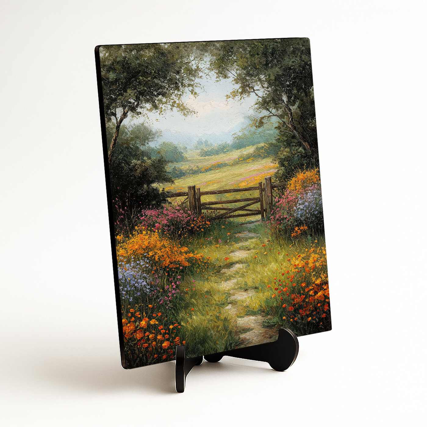 Drevený obraz v štýle olejomaľby - Lúčna cesta