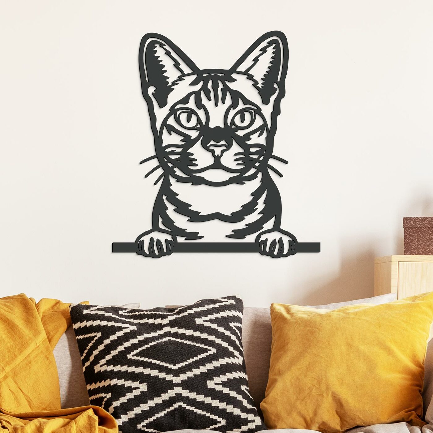 Wooden Wall Art - British Cat | Anthracite Gray