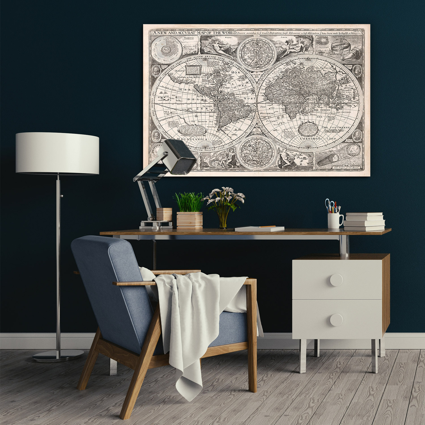 Černobílý historický obraz - Mapa světa