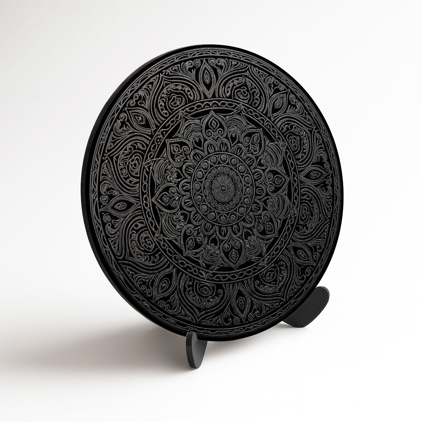 Moon mandala for the wall - Obsidian