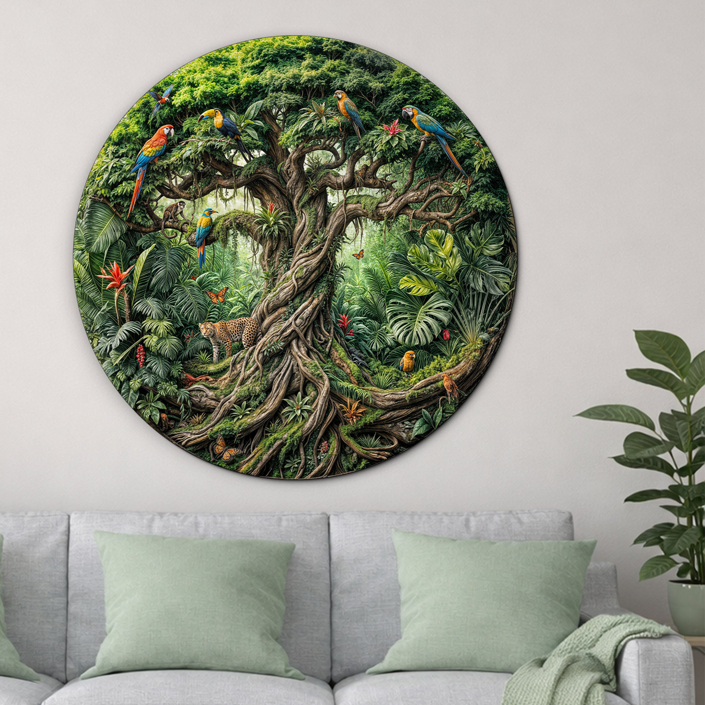 Drevený obraz stromu života do obývačky - Džungľa