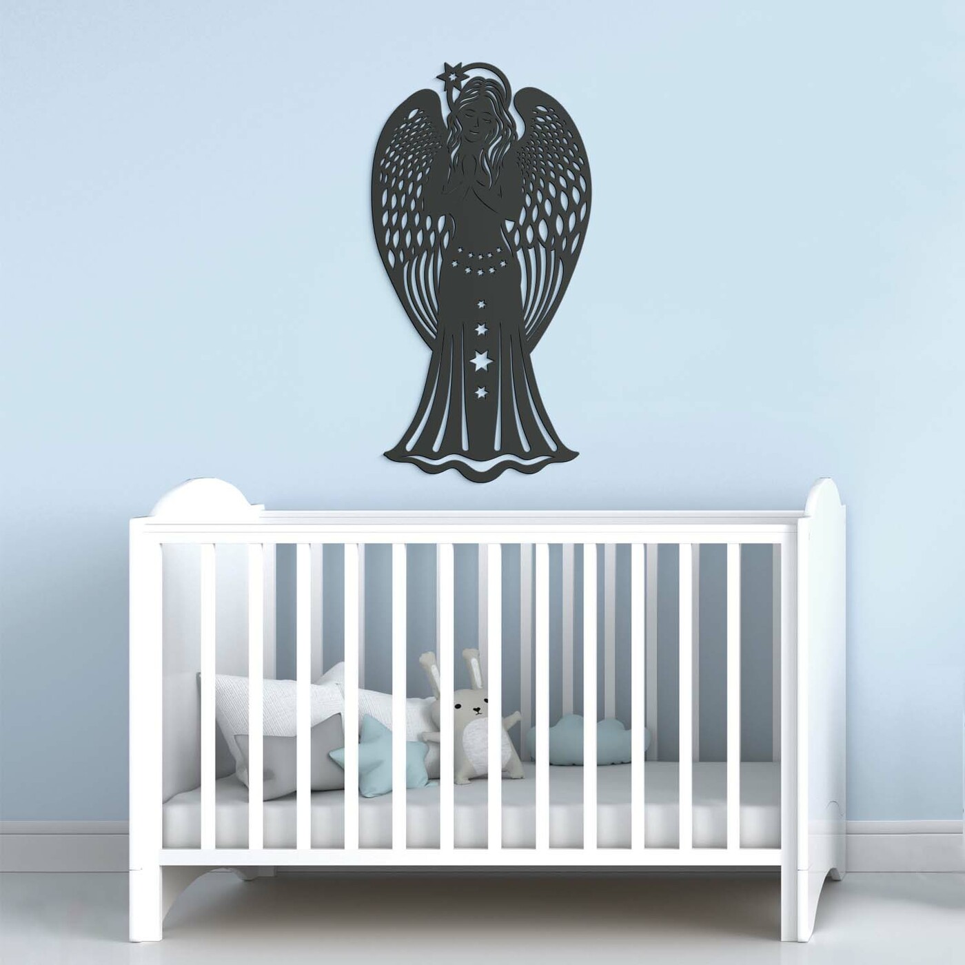 Wall Art for Bedroom - Guardian Angel | Anthracite Gray