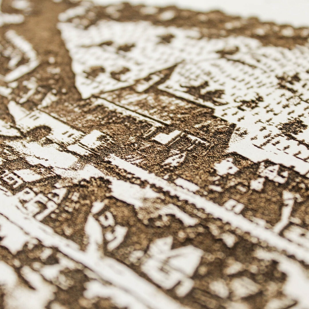 3D drevený gravírovaný obraz - historická Bratislava 16. storočia