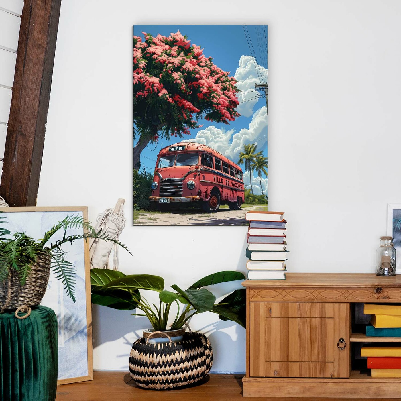 Retro Wooden Wall Art - Bus