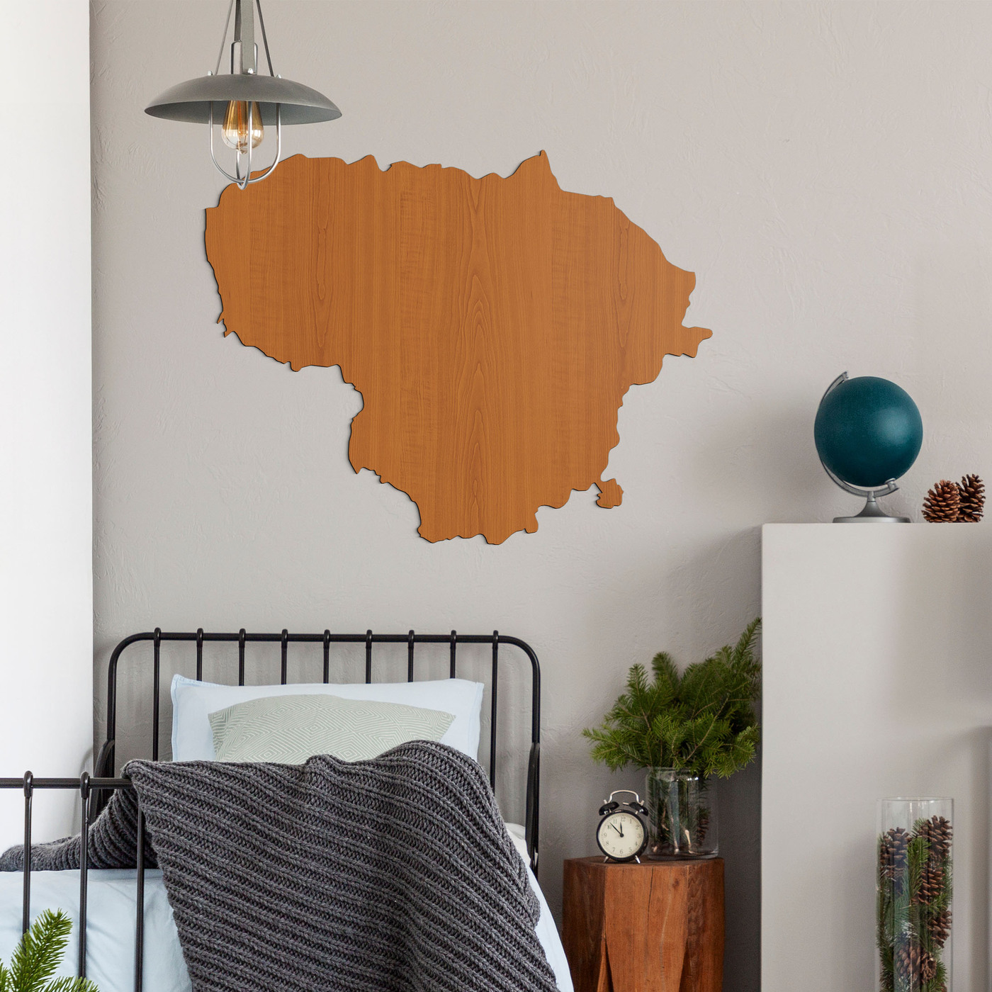 Dřevěná mapa na zeď - Litva | Třešeň