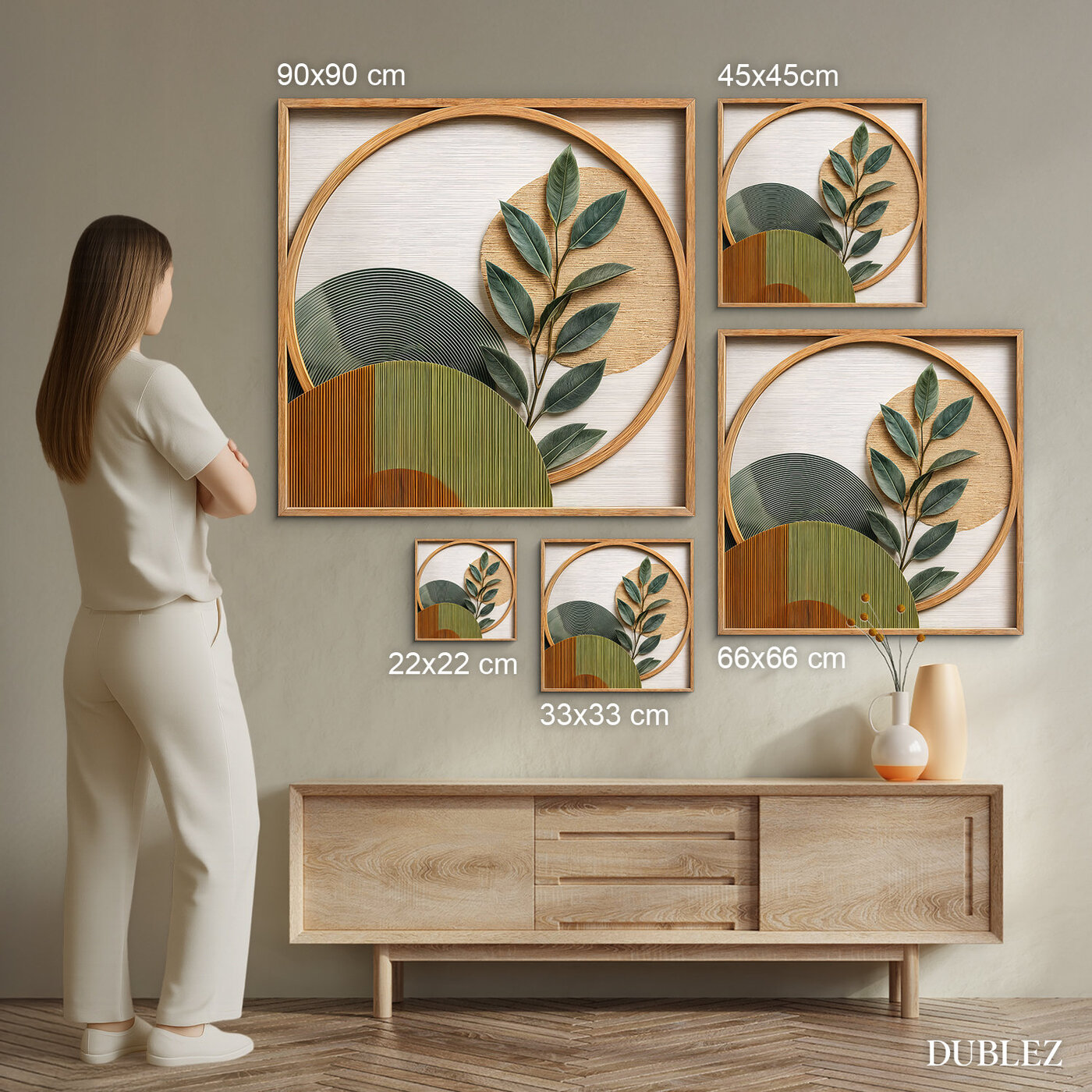 Minimalistická dekorácia s listami - Línie života