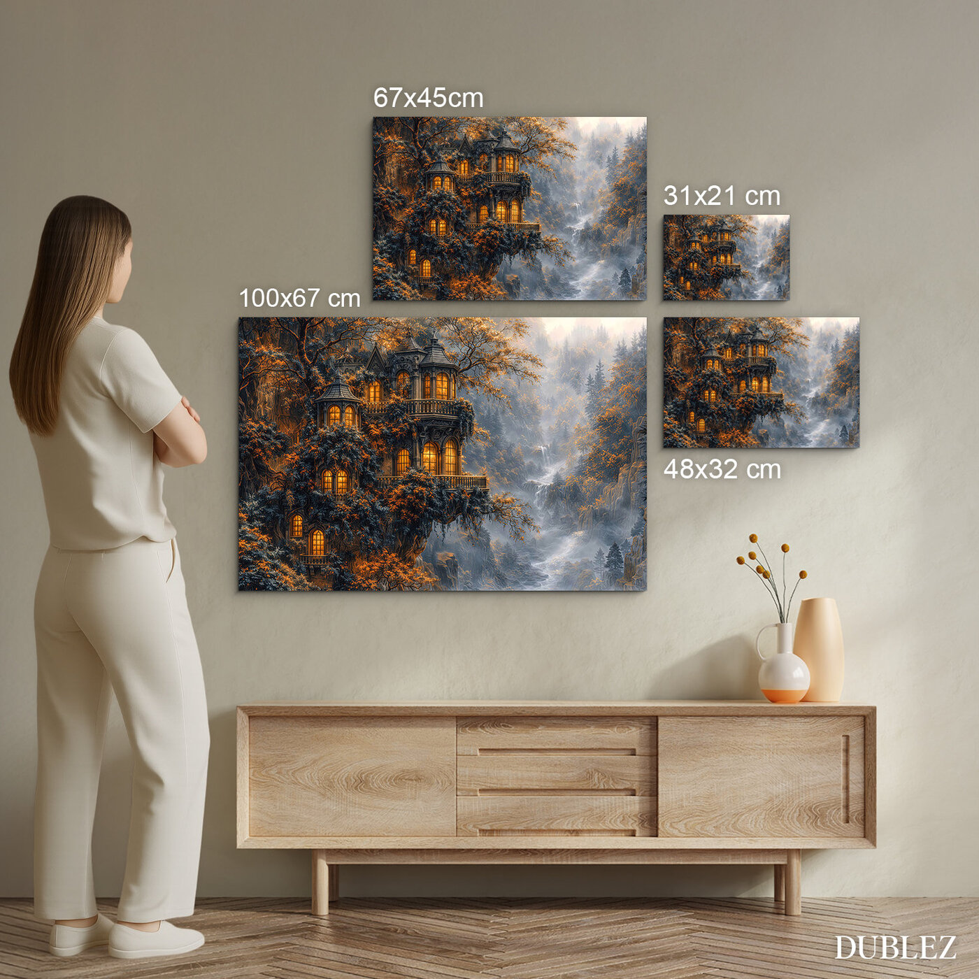 Drevený obraz - Čarovný dom na strome