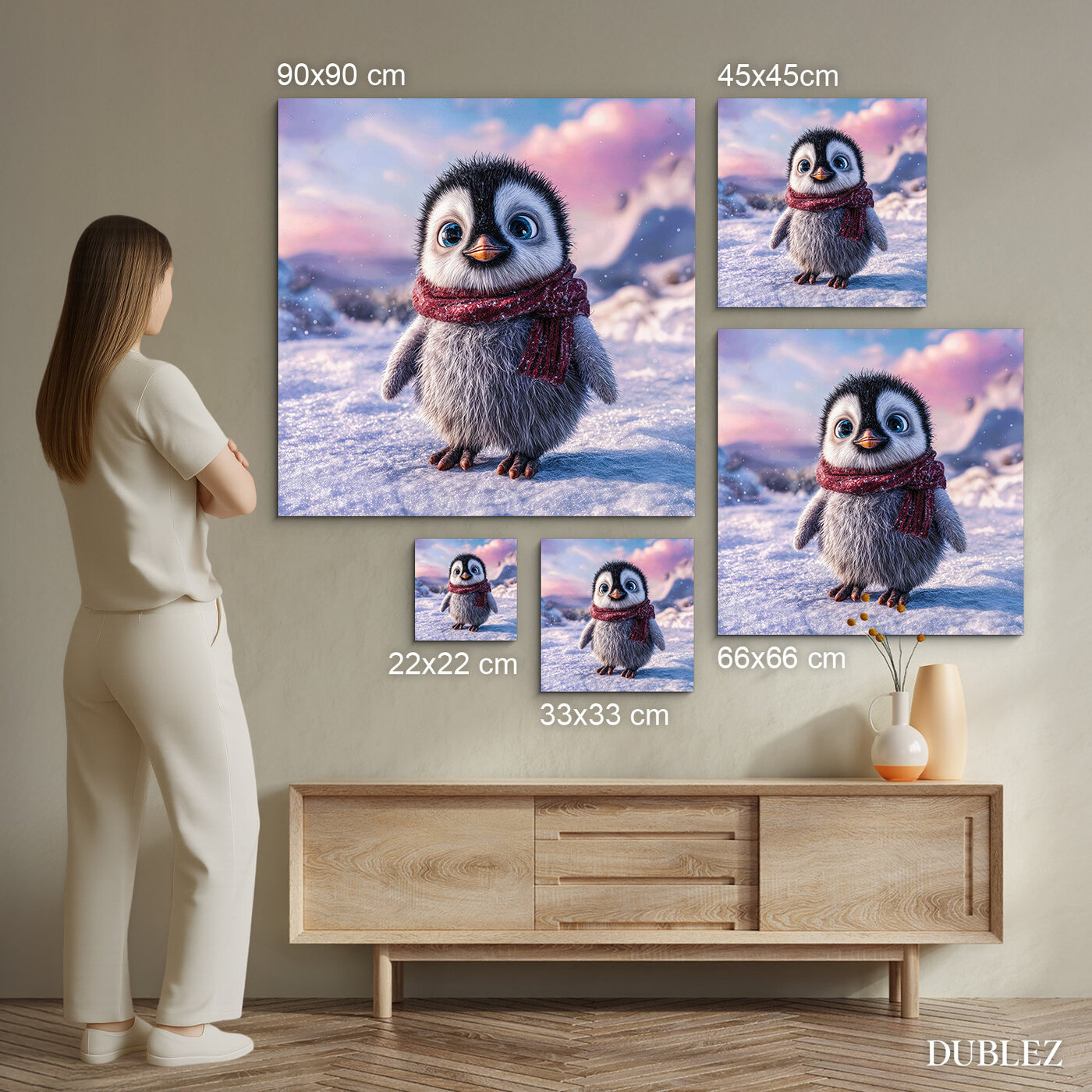 Detský drevený obraz - Tučniak