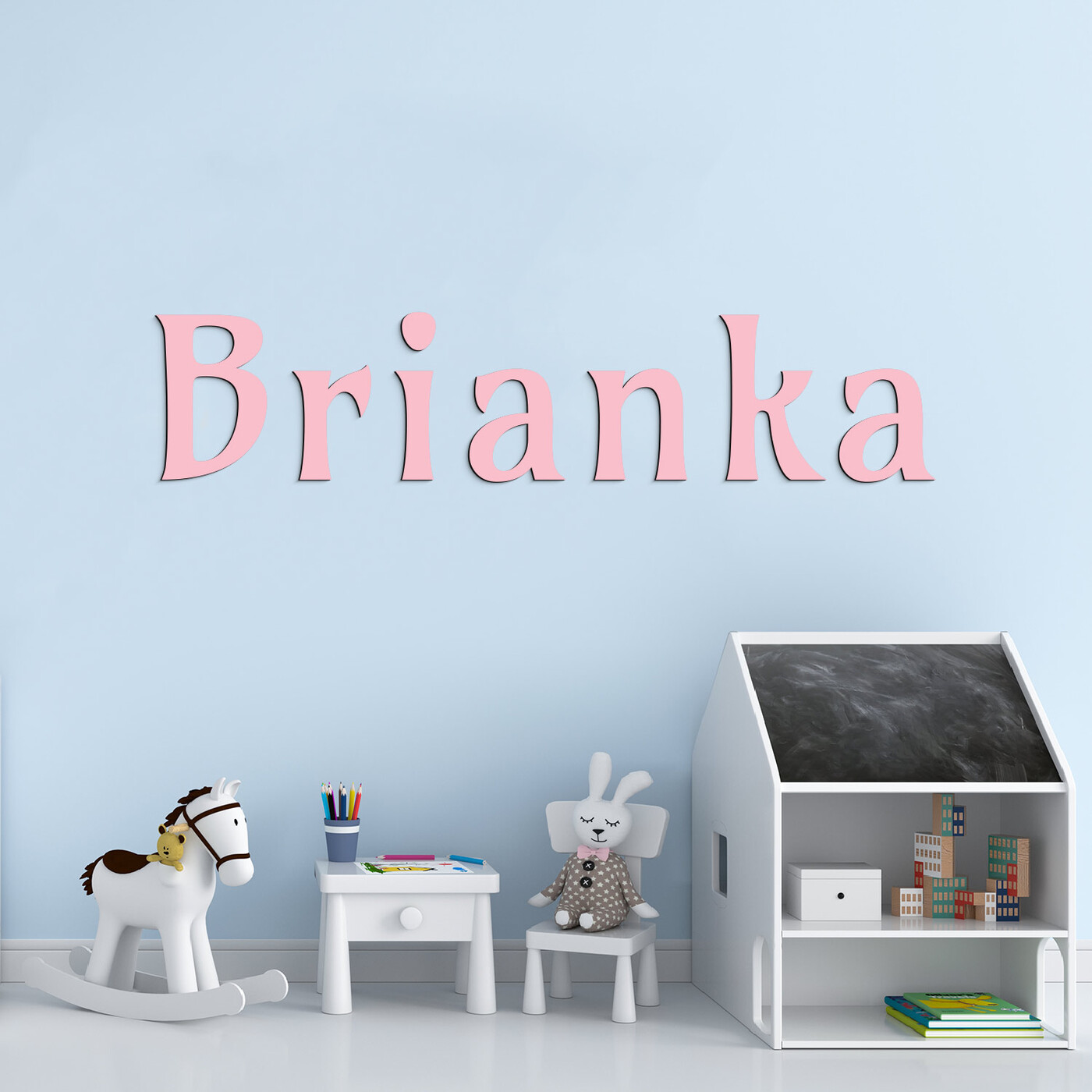 Vlastné meno na stenu z dreva | Bledo-ružová