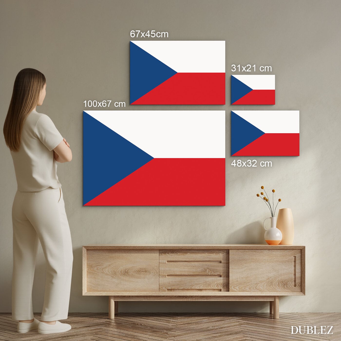 Dřevěný obraz státní vlajky - Česká republika