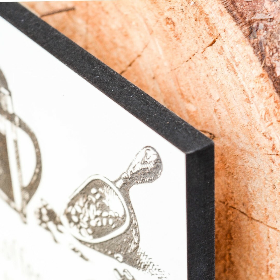 Wooden Wall Art Picture for Kitchen - Coffee | White