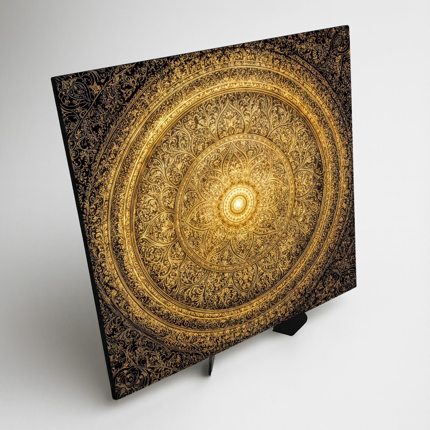 Drevený obraz zlatej mandaly - Dharma