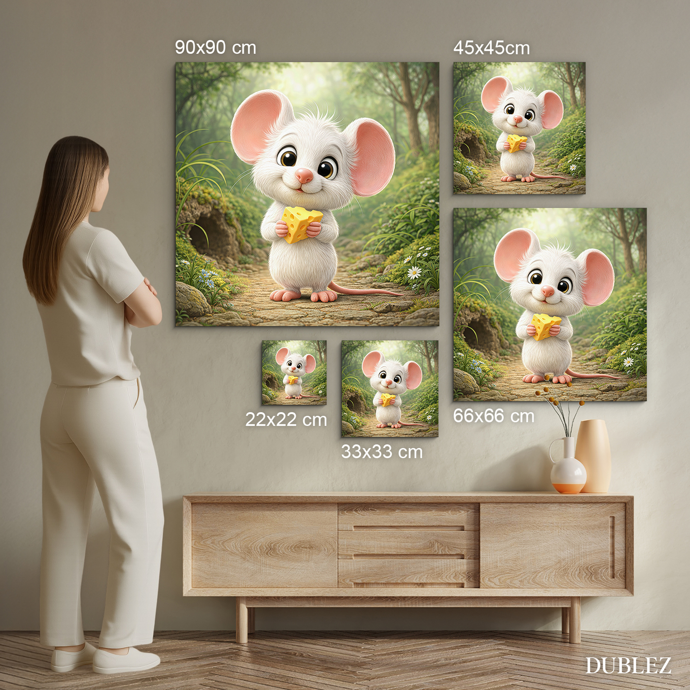Drevený obraz pre deti - Myška so syrom