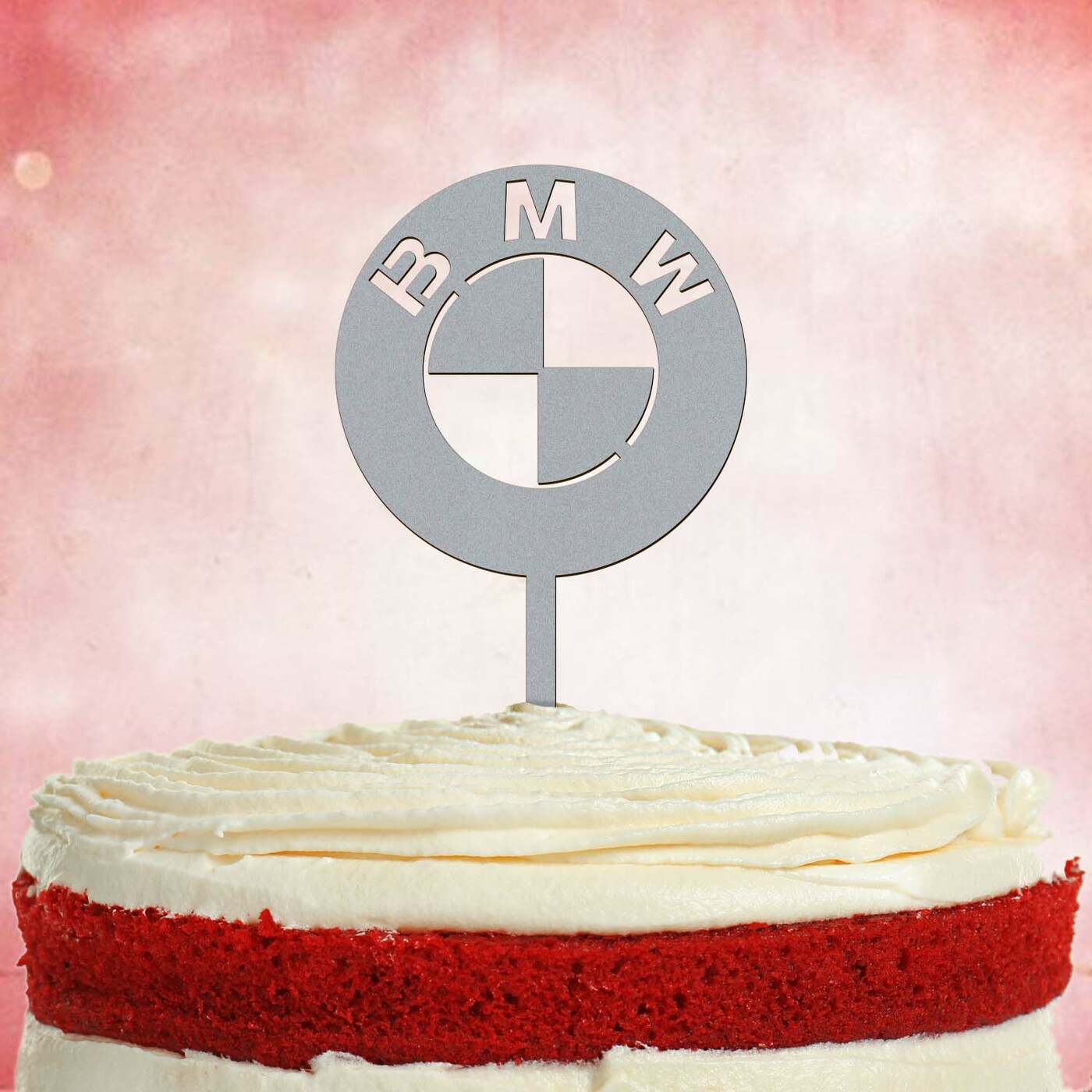 Tortový zápich z dreva - BMW | Strieborná