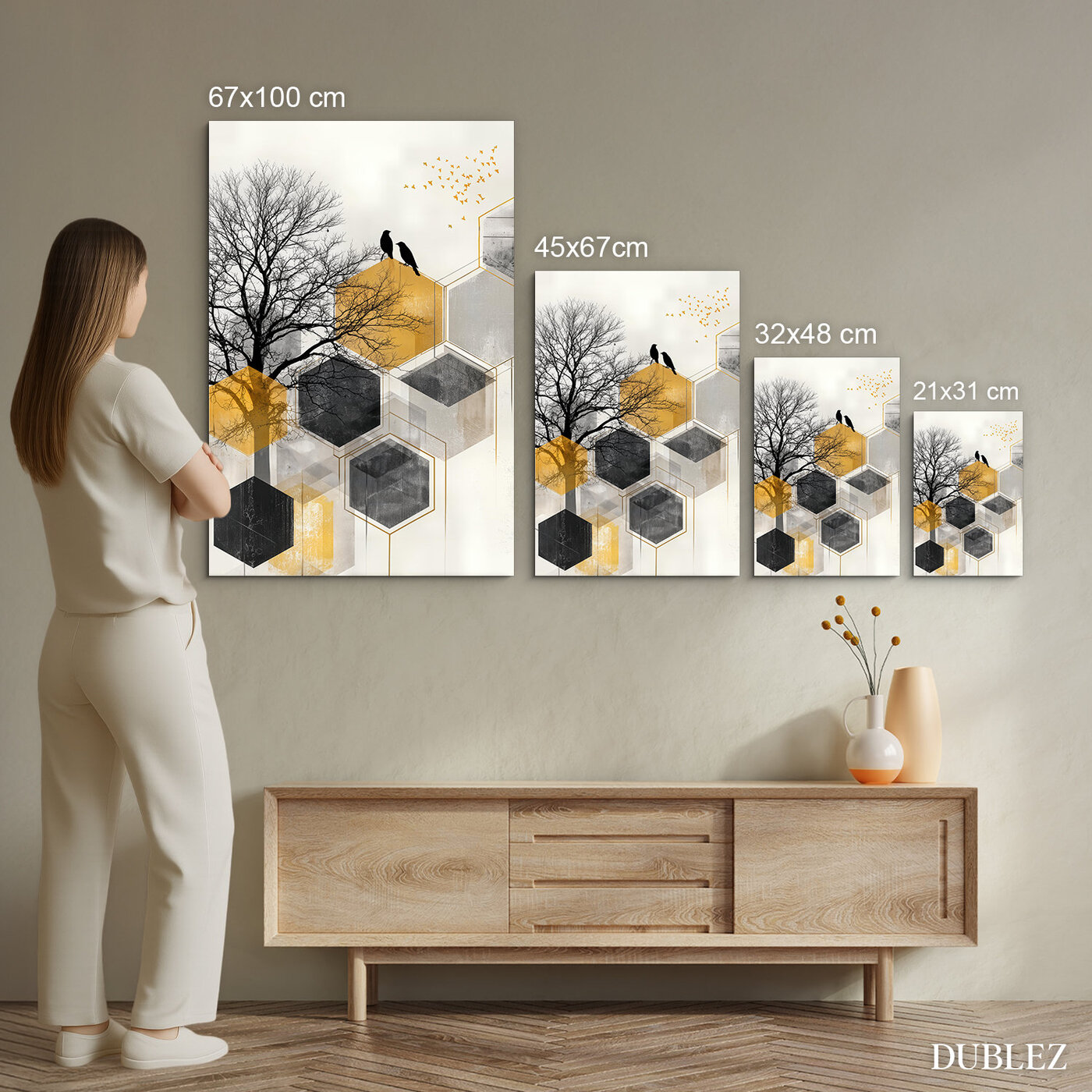 Moderní obraz strom a ptáci - Geomtrix